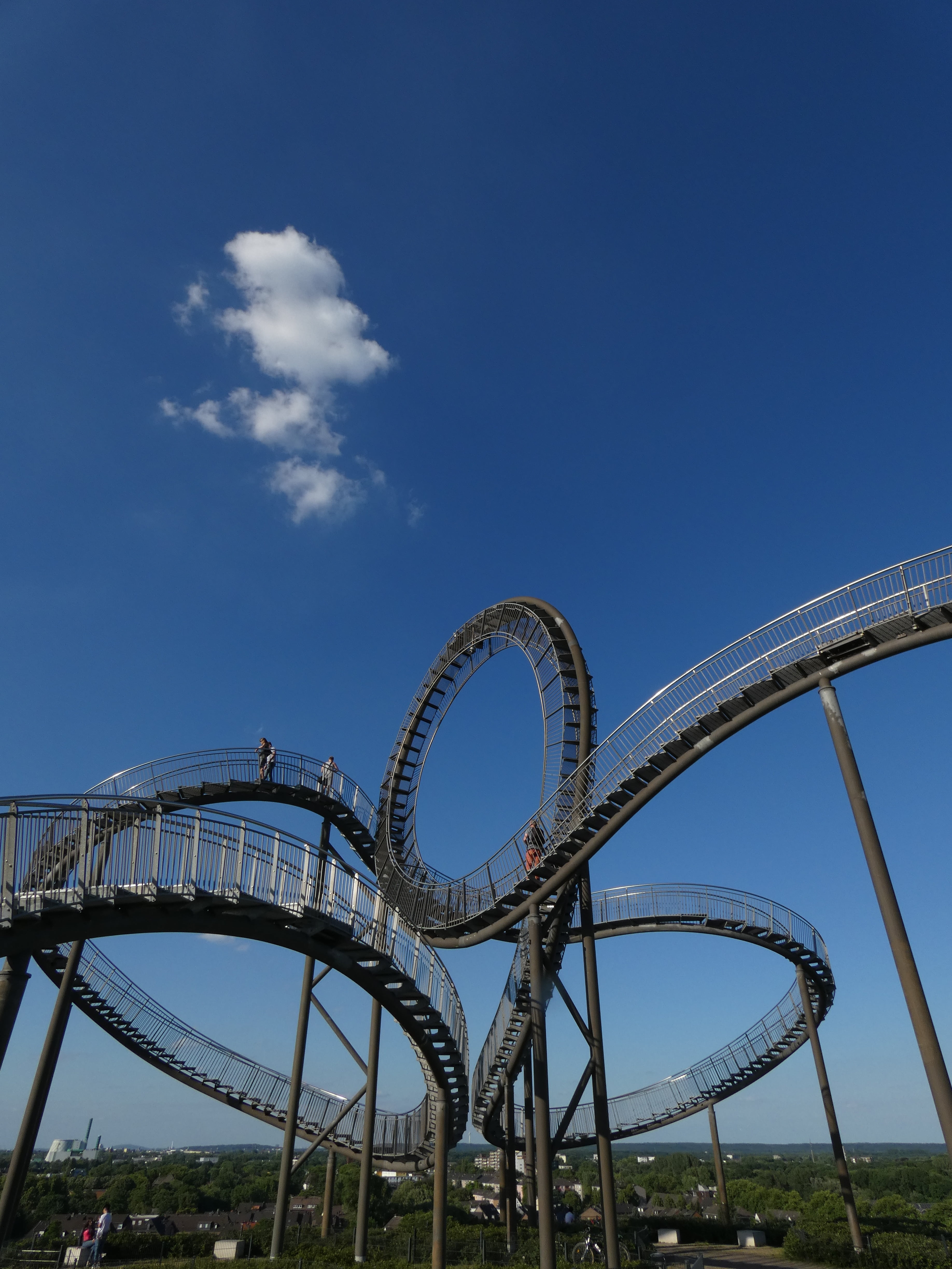 excitement, day, travel destinations, duisburg, cloud - sky, enjoyment, roller coaster, stairs, ruhr 2010, arts culture and entertainment, anger park, building, Phone HD Wallpaper