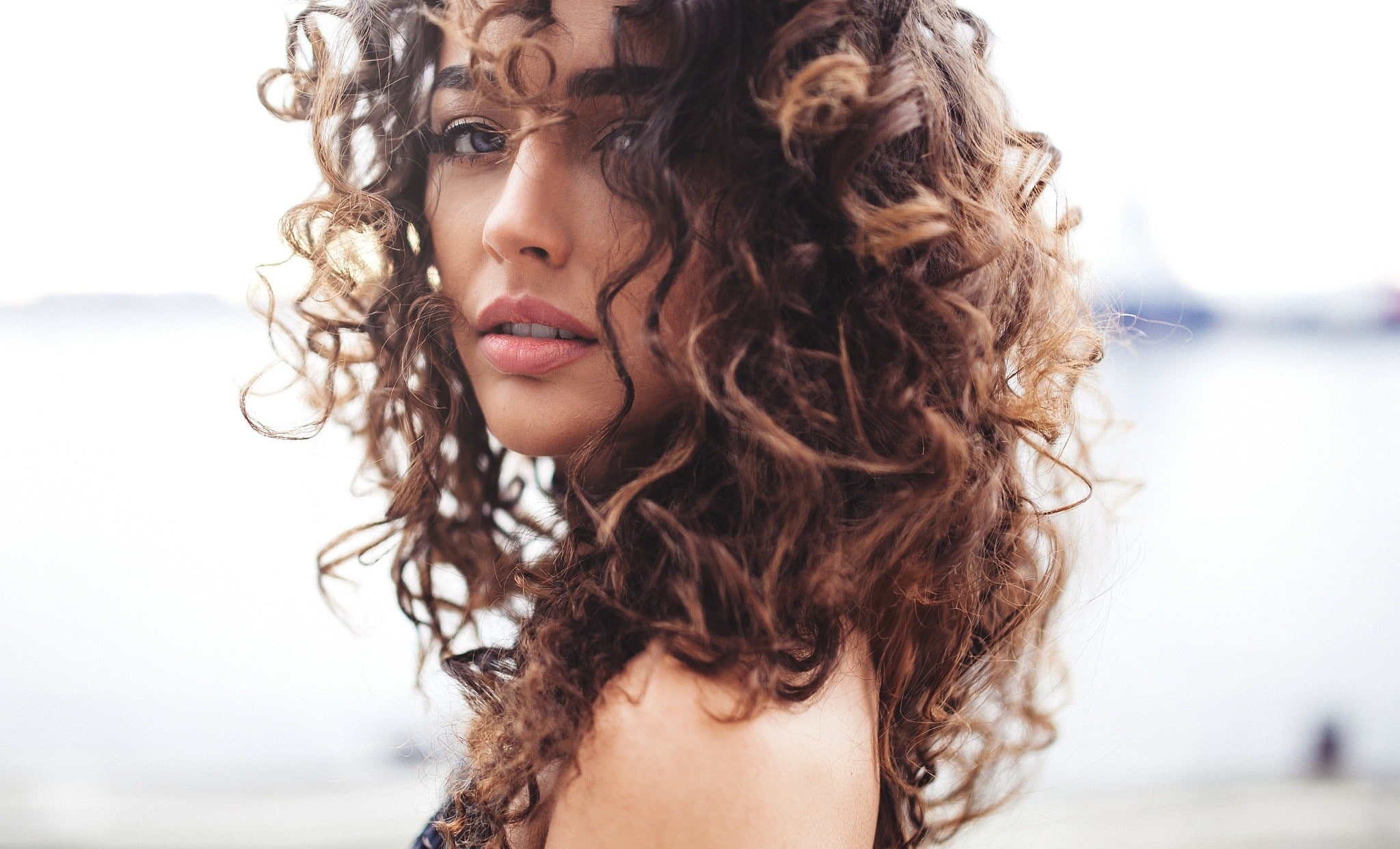 tanned, depth of field, face, curly hair, 1080P, women, portrait, HD Wallpaper