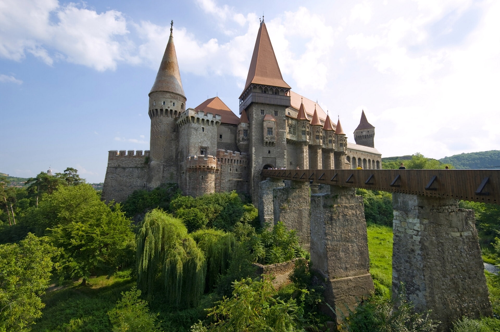 Hunyad Castle, 1080P, Hunedoara, bridge, The Corvin Castle, Transylvania, Romania, Corvin Castle, HD Wallpaper