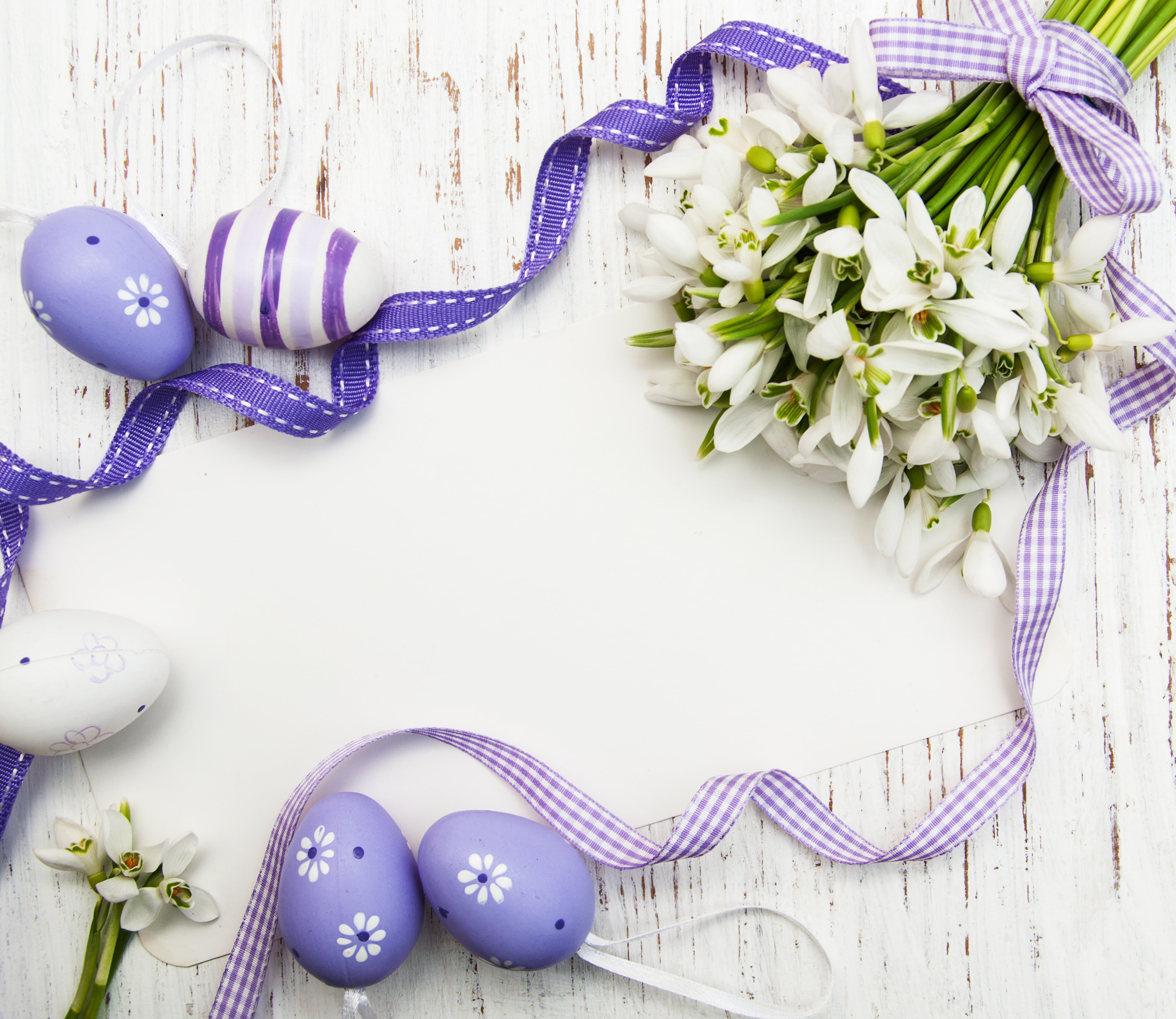 flowers, eggs, 4K, snowdrops, card, Easter, spring, HD Wallpaper