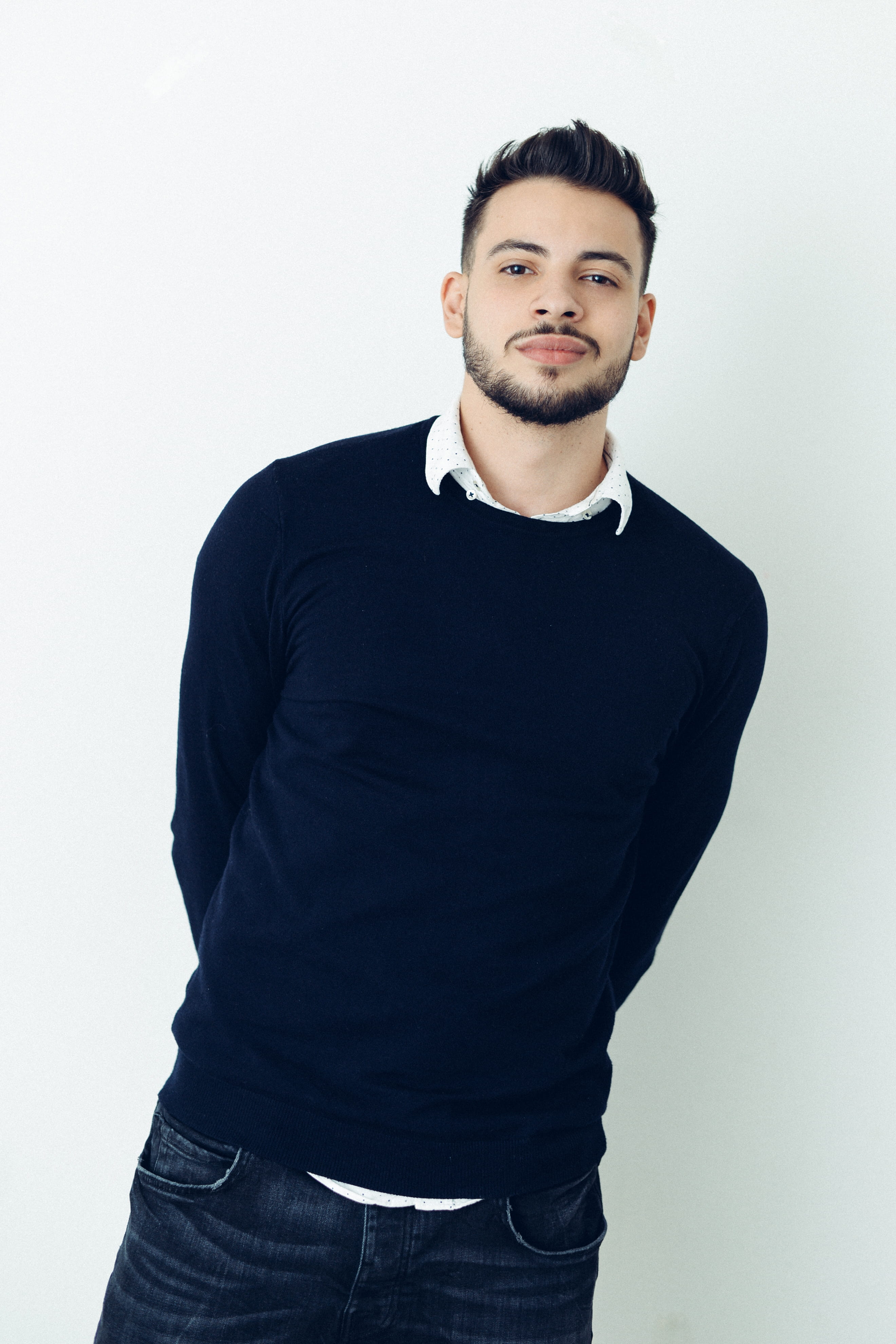romania, young adult, portrait, sweater, human, looking at camera, clothing, cute, caucasian, three quarter length, sleeve, indoors, indoor, handsome, front view, Phone HD Wallpaper