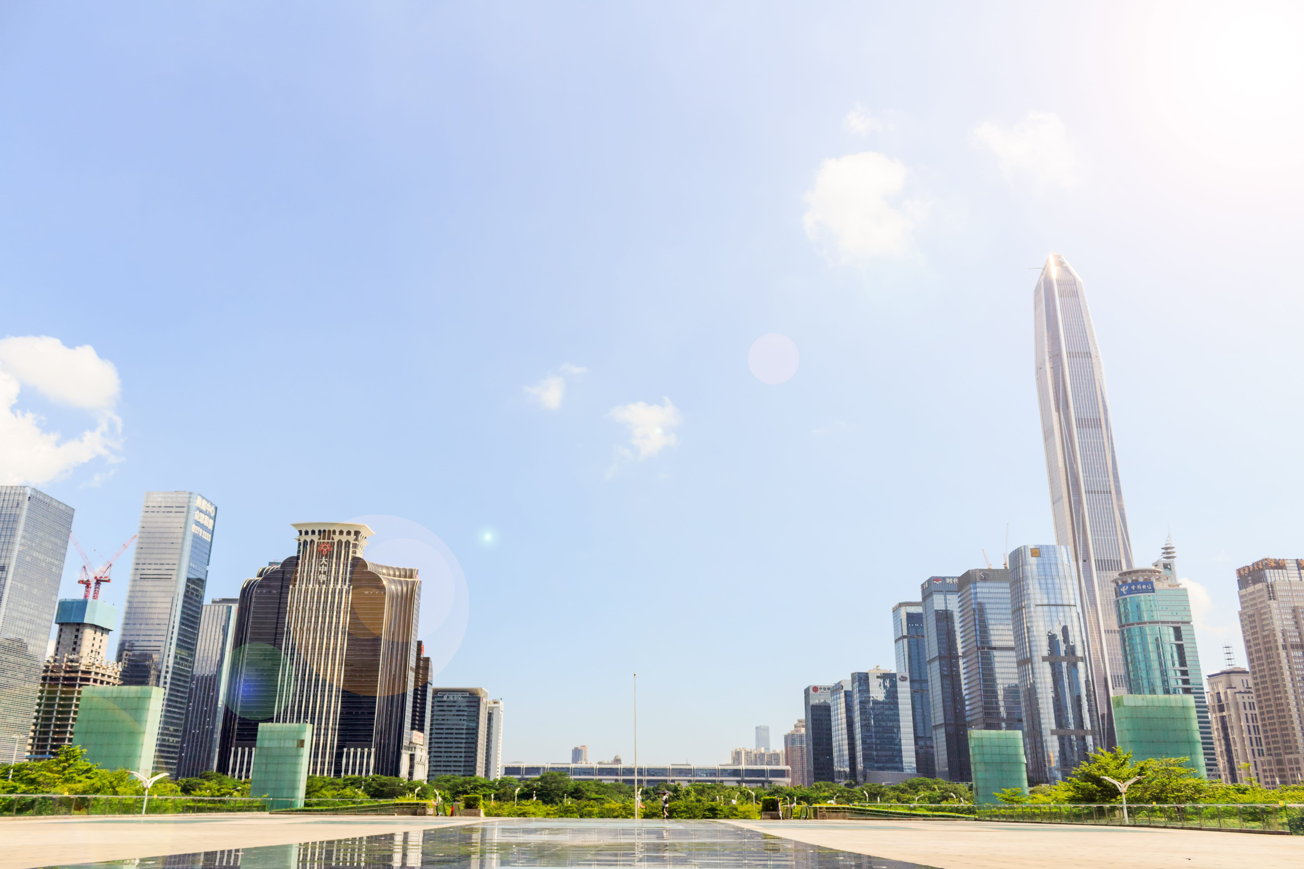 outdoors, china, asia, day, landmark, summer, cityscape, development, tower, skyscraper, 5K, built structure, financial district, building, guangdong, HD Wallpaper
