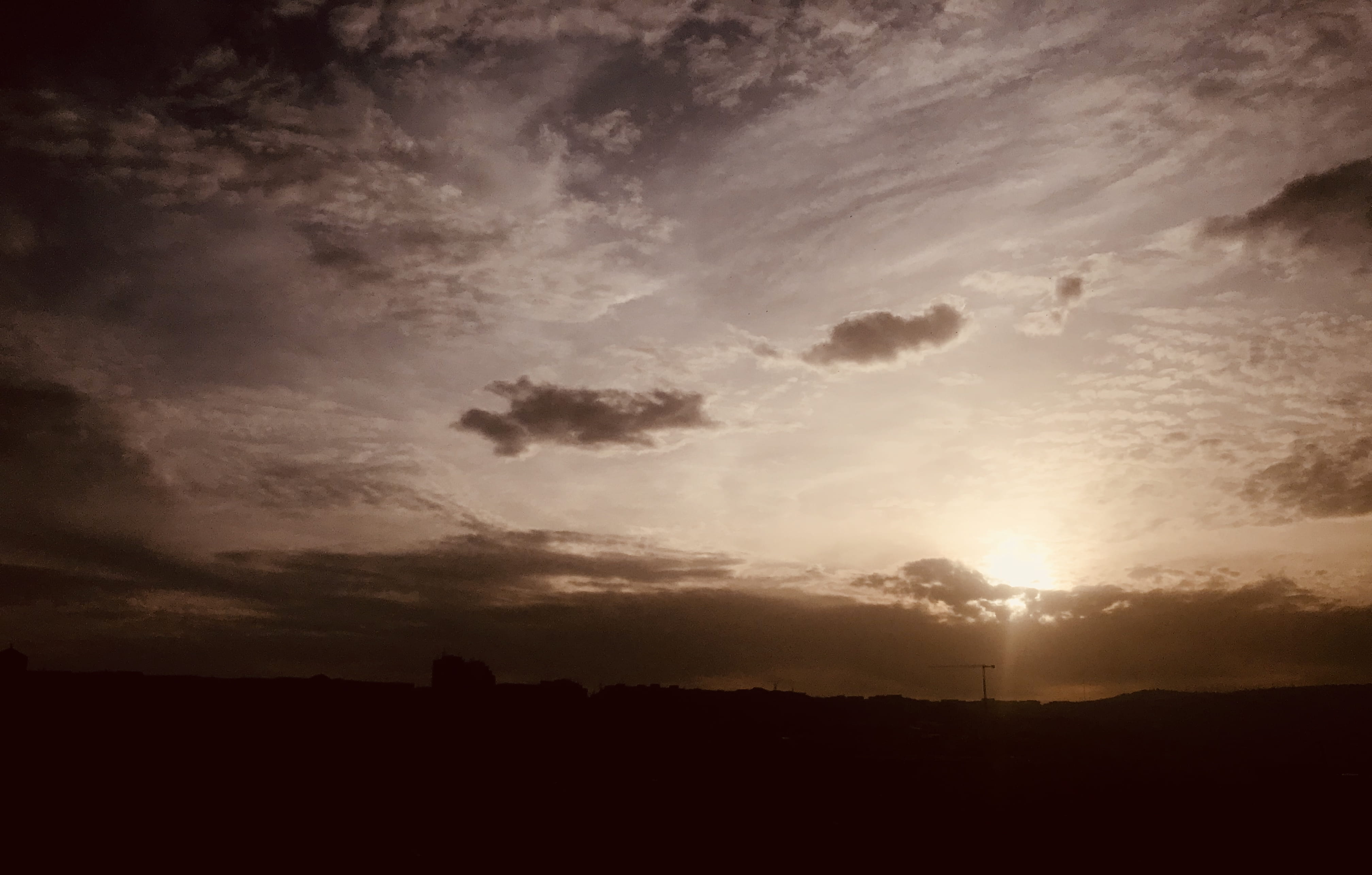 cluj-napoca, dark, scenics - nature, silhouette, idyllic, nature, beauty in nature, outdoors, awe, tranquil scene, sunlight, cloudscape, 4K, clouds, bright, HD Wallpaper