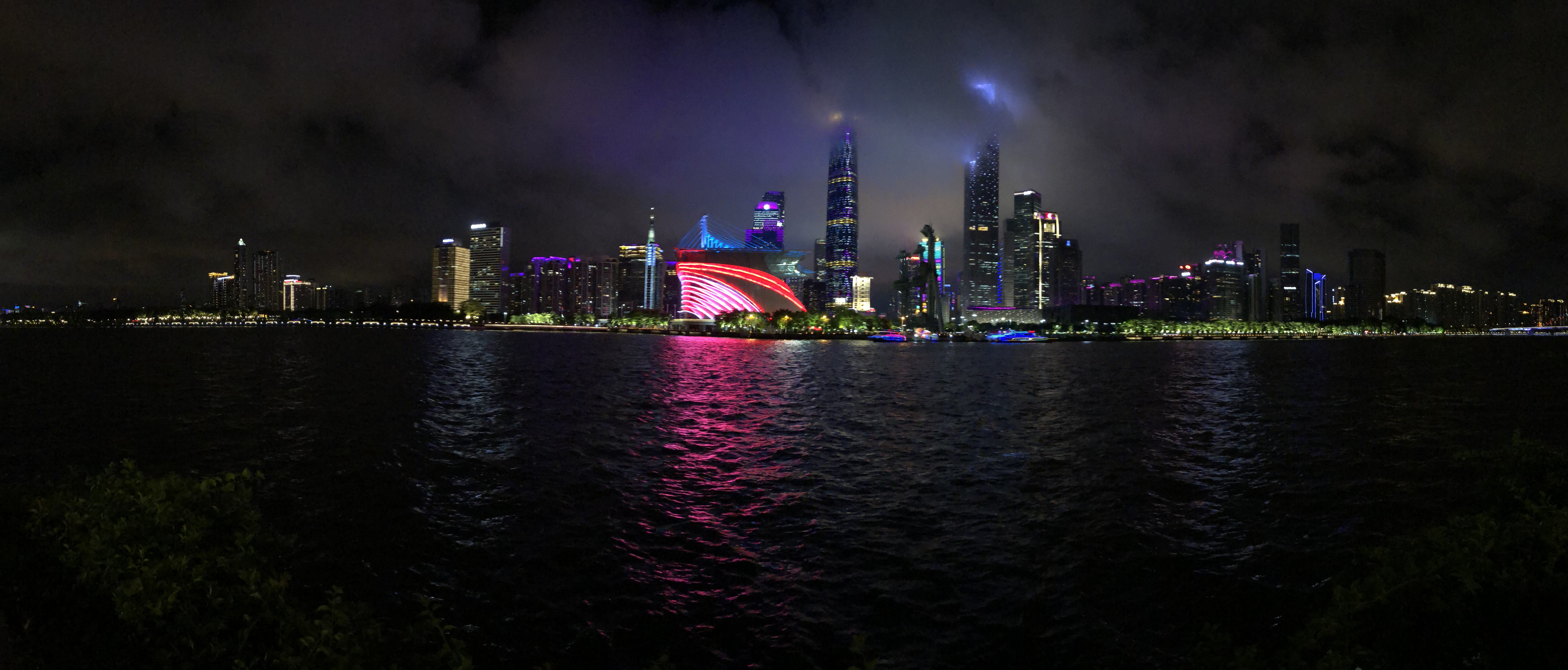 canton, sky, building exterior, night, urban skyline, modern, financial district, cityscape, built structure, illuminated, guangzhou west tower, outdoors, HD Wallpaper