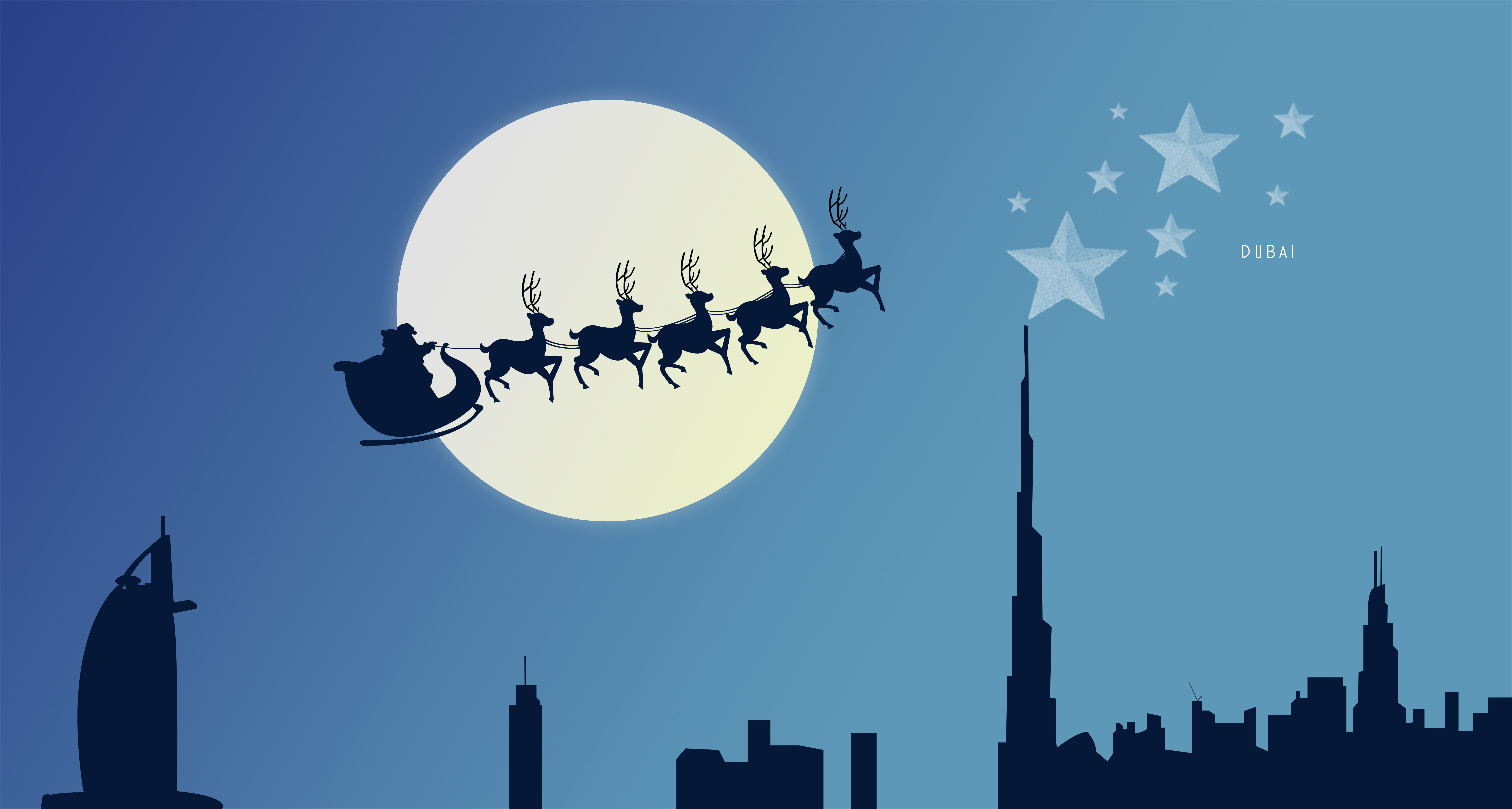 8K, 8K, Santa Claus, Christmas Eve, Reindeer Chariot, Moon, HD Wallpaper