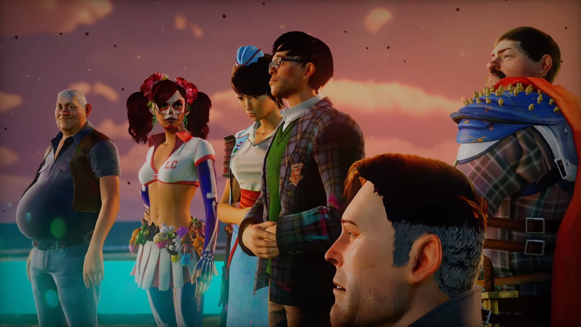 1080P, lifestyles, casual clothing, friendship, women, togetherness, young adult, standing, young women, young men, Xbox One, group of people, group, Sunset Overdrive, HD Wallpaper