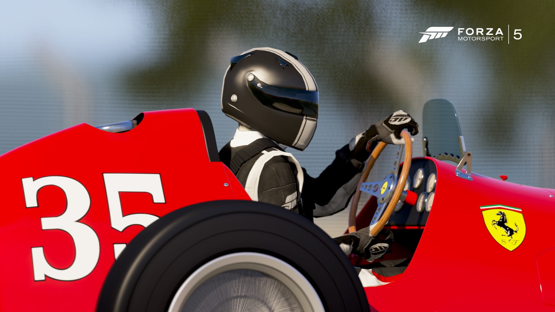 Ferrari 375, Ferrari, focus on foreground, text, close-up, day, 1080P, water, sport, communication, one person, Forza Motorsport 5, crash helmet, transportation, HD Wallpaper