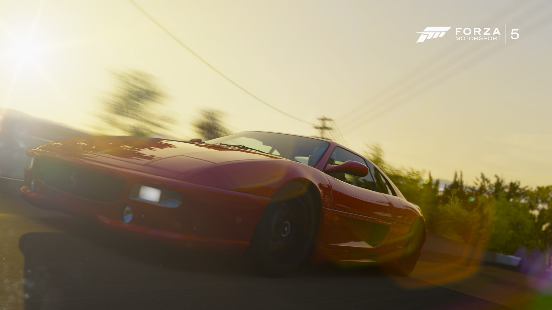 Forza Motorsport, street, nature, Ferrari, motor vehicle, outdoors, sunlight, Forza Motorsport 5, Ferrari 355, motion, land vehicle, no people, selective focus, HD Wallpaper