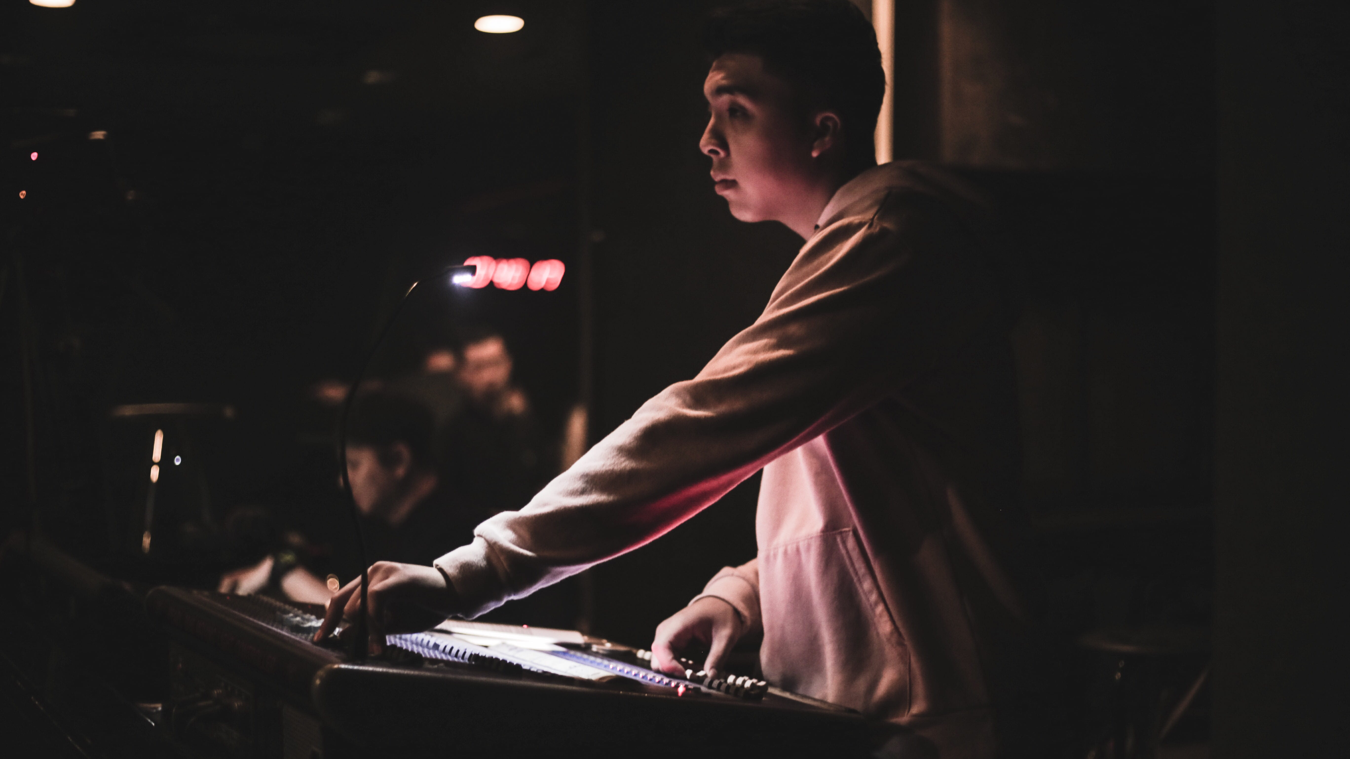 musician, human, sport, man, night, occupation, piano, young men, skill, men, standing, concentration, music, pink, side view, young adult, performer, arts culture and entertainment, HD Wallpaper