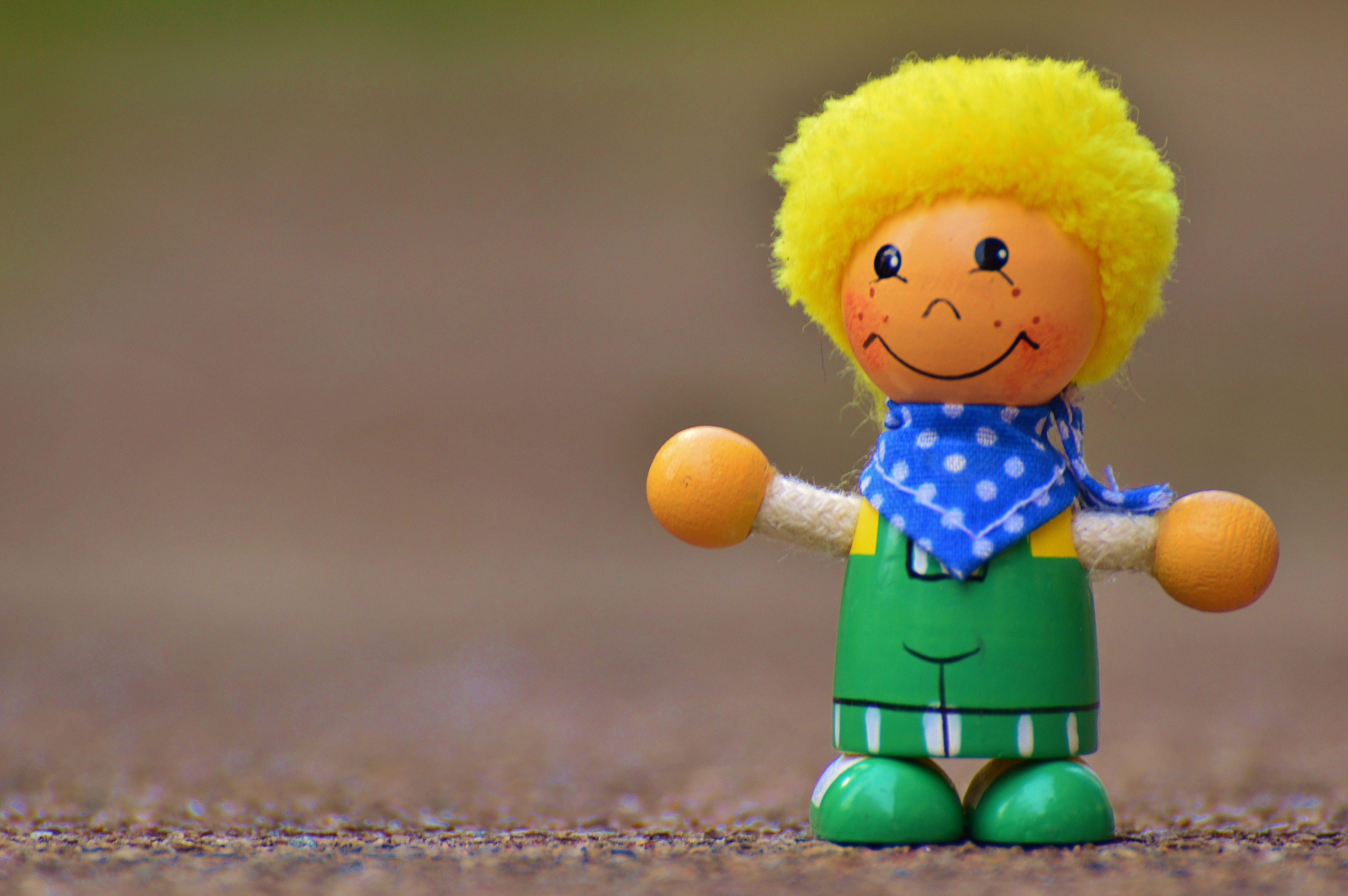 blue, doll, art and craft, no people, happiness, copy space, children, fun, human representation, humor, yellow, day, representation, creativity, cute, HD Wallpaper