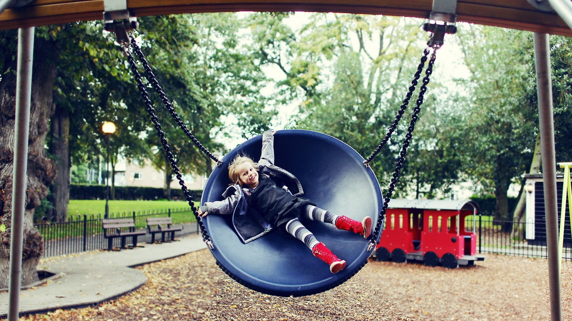 plant, swing, emotion, lifestyles, enjoyment, outdoors, sitting, day, tree, full length, outdoor play equipment, 1080P, leisure activity, real people, HD Wallpaper