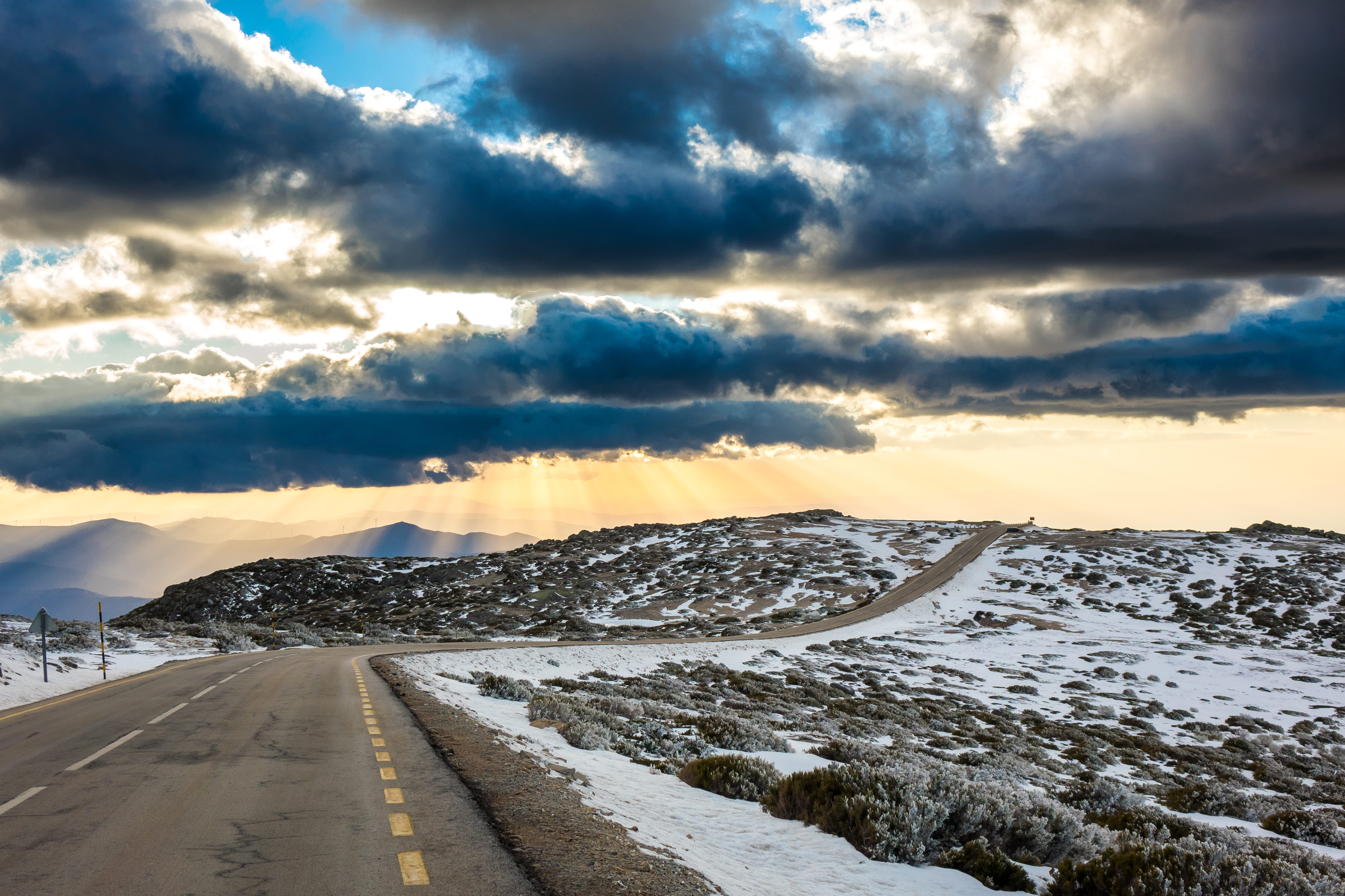 scenics - nature, snow, 5K, cold temperature, nature, portugal, beauty in nature, outdoors, no people, serra, transportation, cloud - sky, direction, mountain, HD Wallpaper