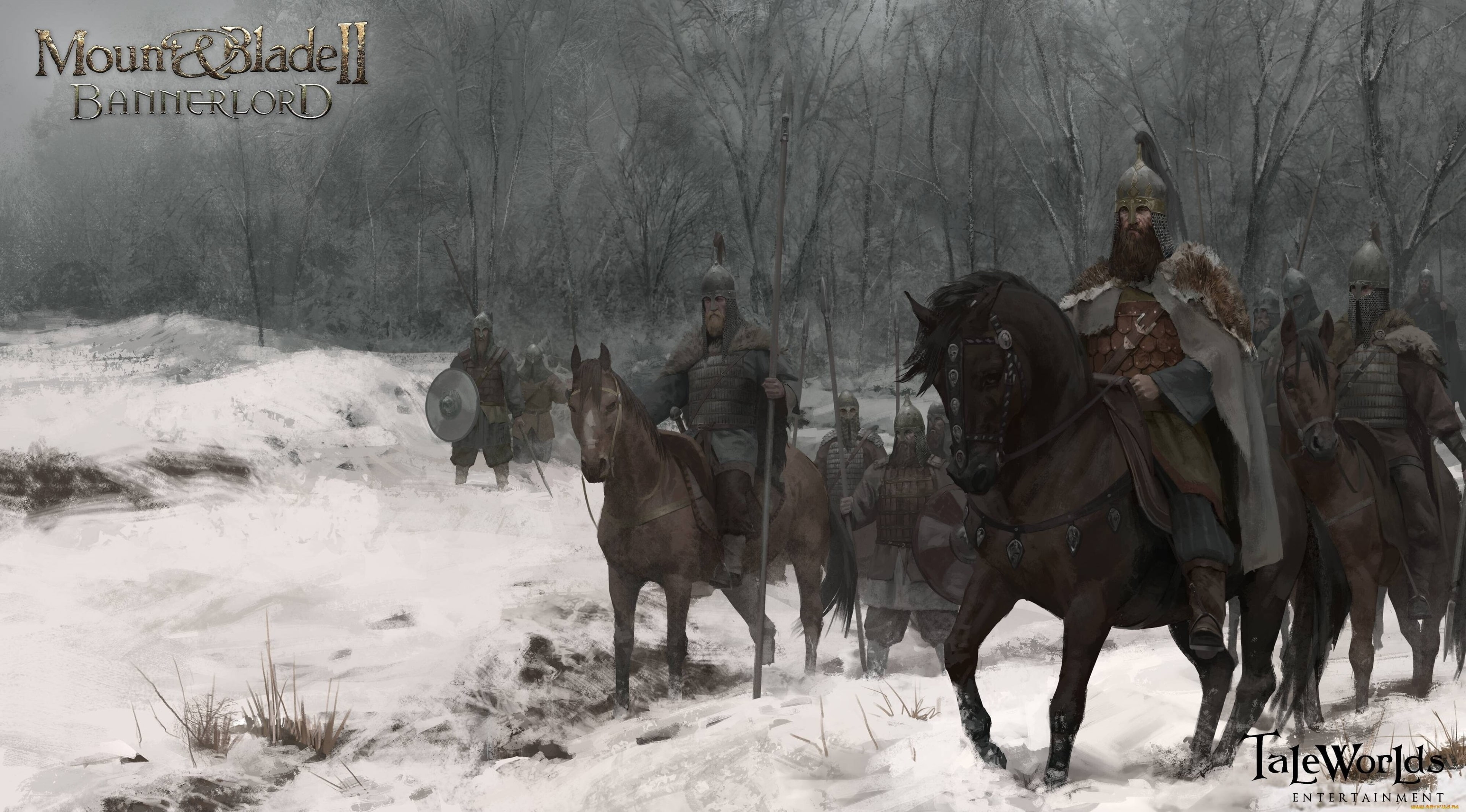 domestic, 4K, snow, livestock, animal themes, horse, mount blade ii bannerlord 4k hq desktop, land, group of people, mammal, outdoors, group of animals, HD Wallpaper