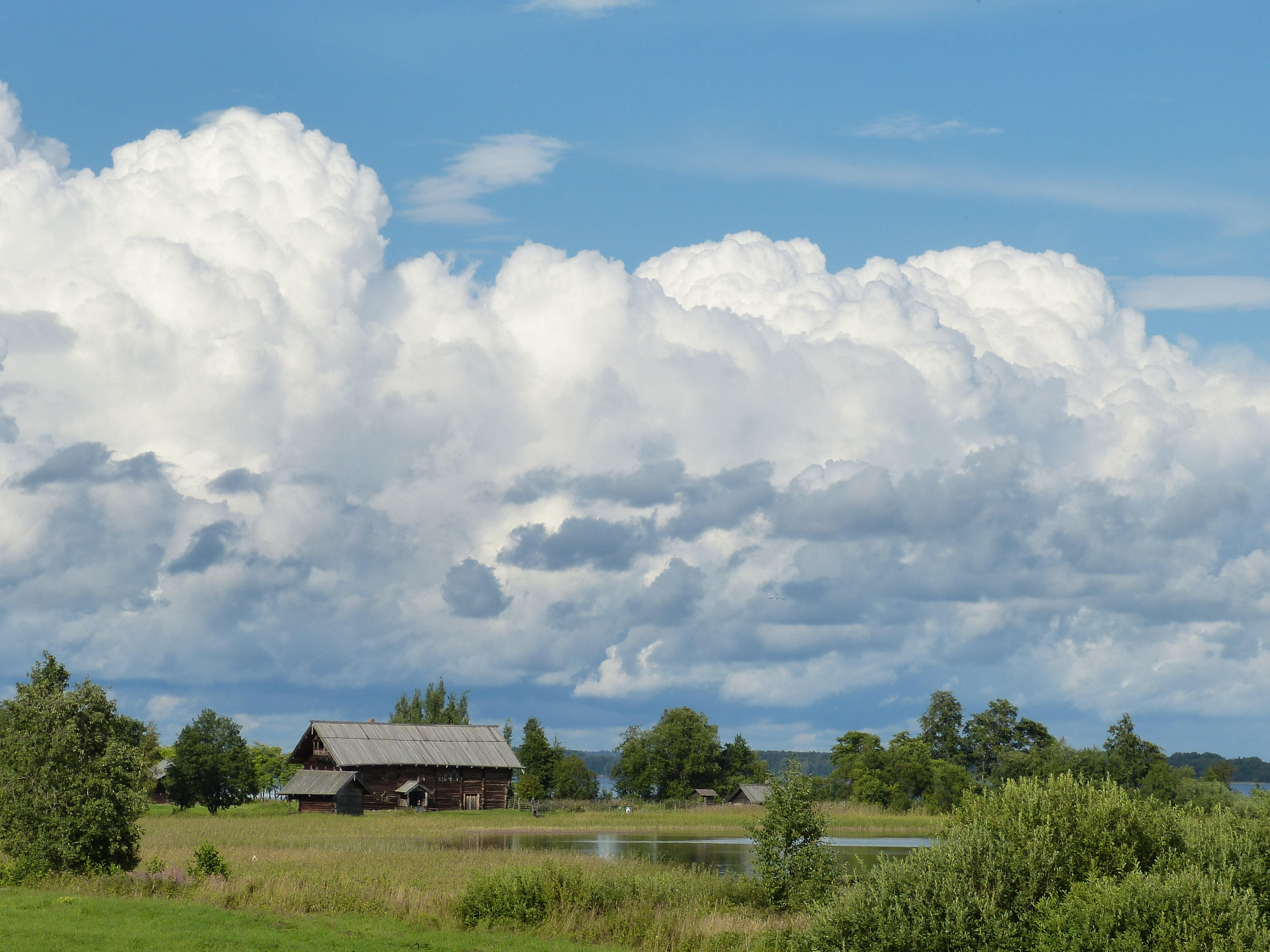 tree, environment, world heritage, clouds, historically, green color, plant, surrounded, built structure, beauty in nature, lake ladoga, cloud - sky, tourism, HD Wallpaper
