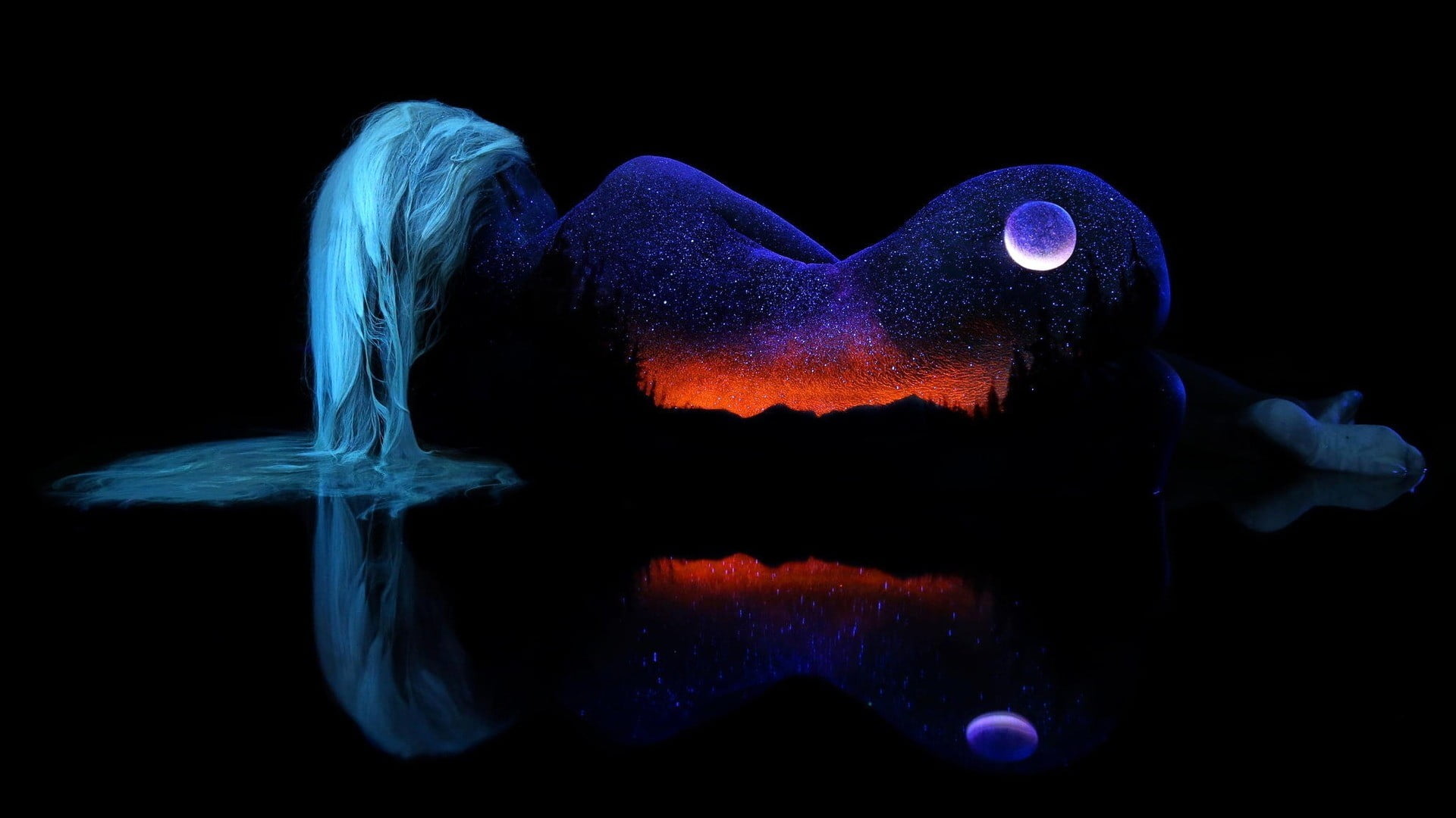 purple, no people, blue, 1080P, black background, food and drink, form, motion, woman, illuminated, creativity, women, animal, galaxy, art, emotion, one animal, HD Wallpaper