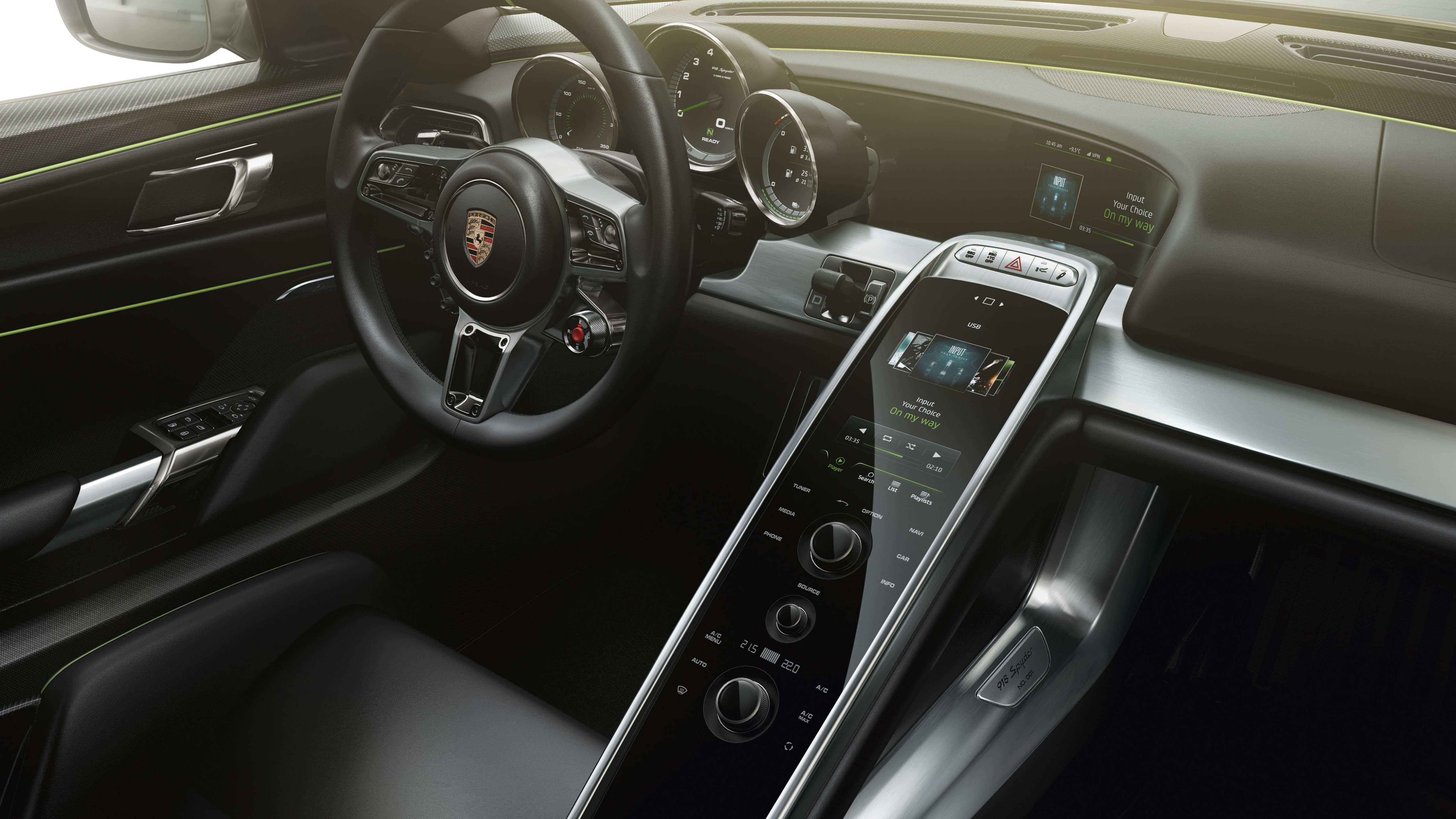 car, elecric cars, 5K, front, test drive, Spyder, black, hybrid, interior, Porsche 918, sports car, top gear, Best Electric Cars 2015, HD Wallpaper