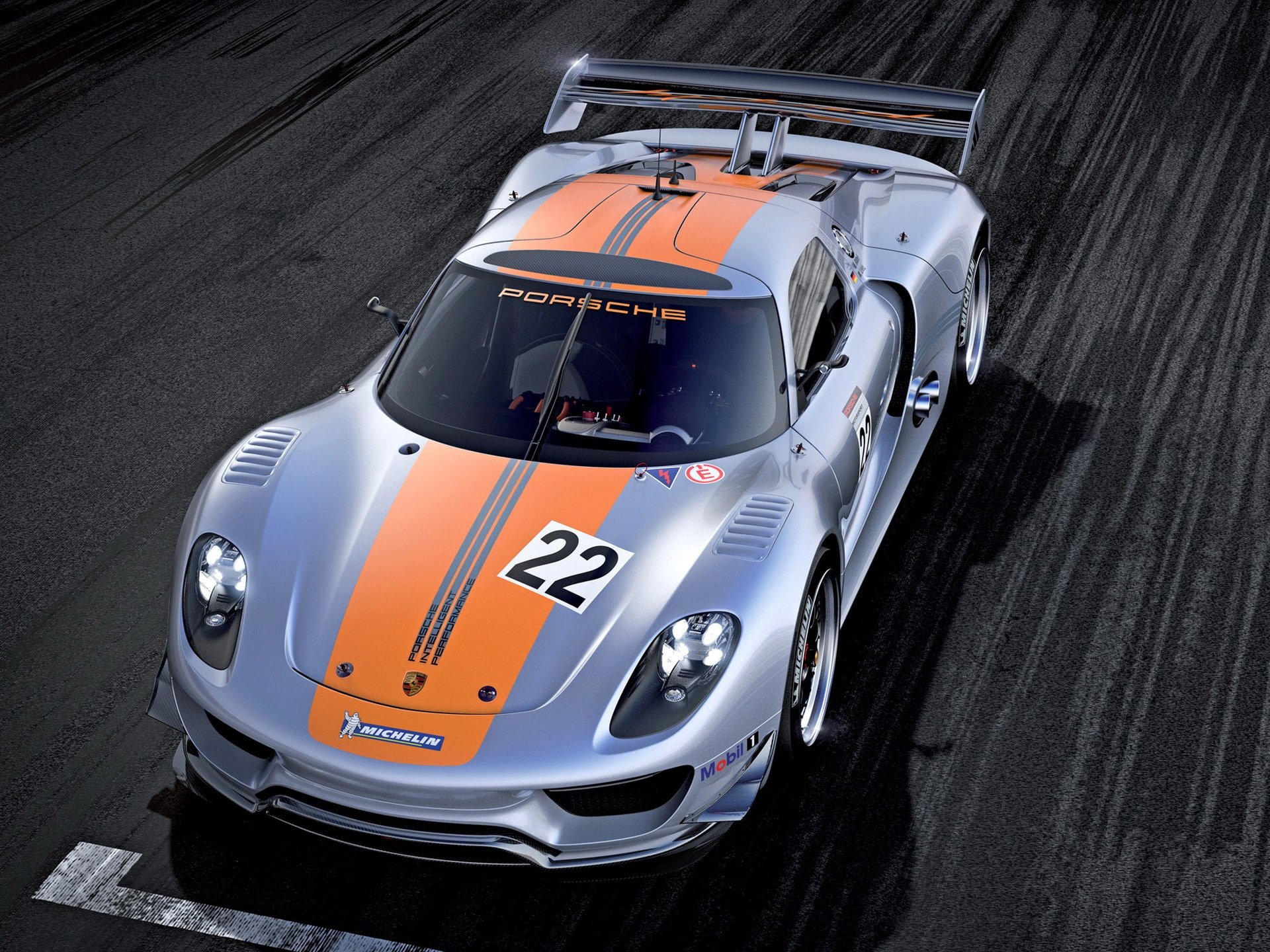 orange, 1080P, Front, View, Concept, Porsche, Supercar, racing, gray, car, rsr, HD Wallpaper