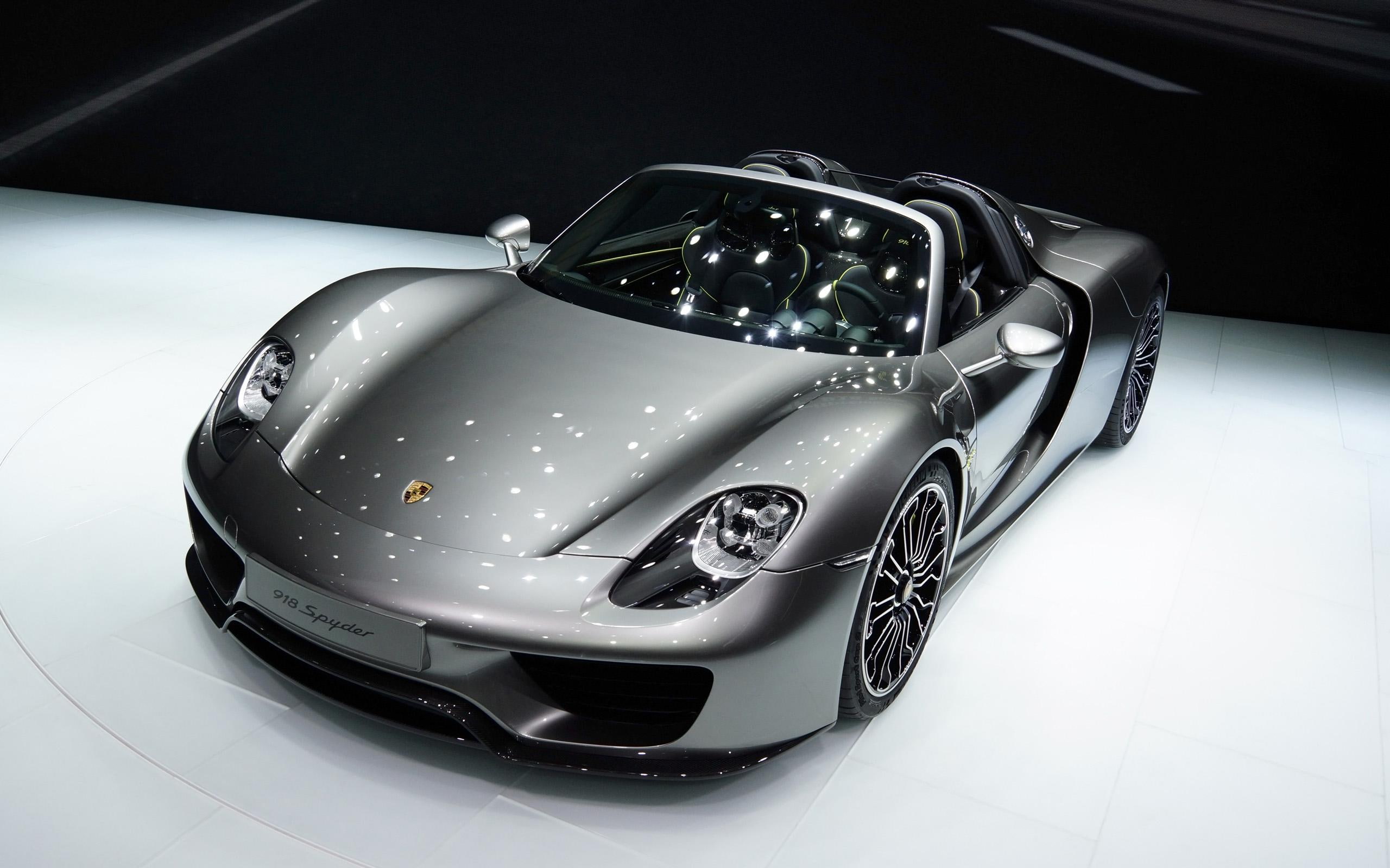 car, motor, porsche, cars, gray, 2K, spyder, show, convertible, 2013, frankfurt, iaa, HD Wallpaper