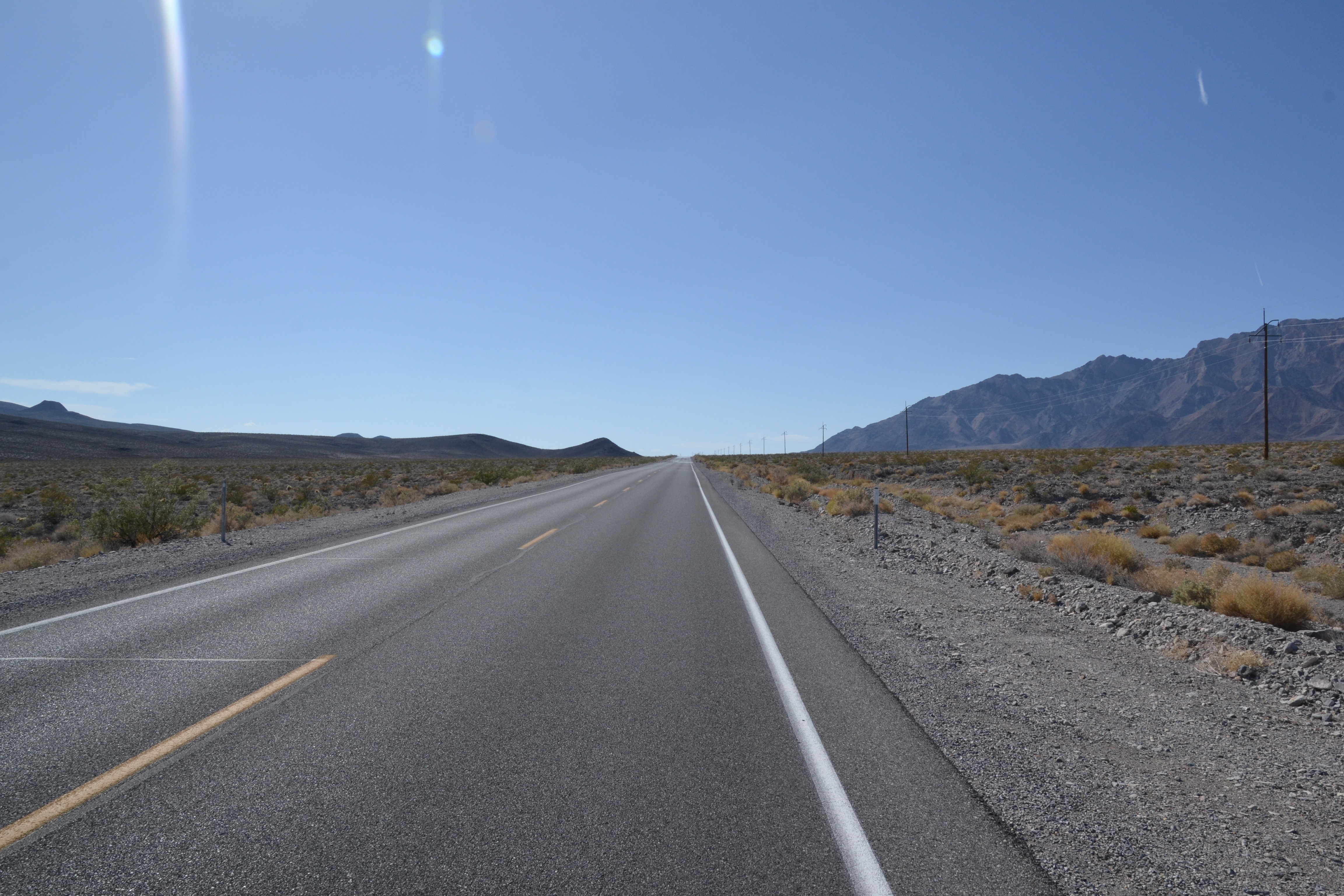 outdoors, the way forward, route, raod, marking, beauty in nature, endless, nature, scenics - nature, blue, asphalt, infinity, road 66, desert, 4K, mountain range, HD Wallpaper