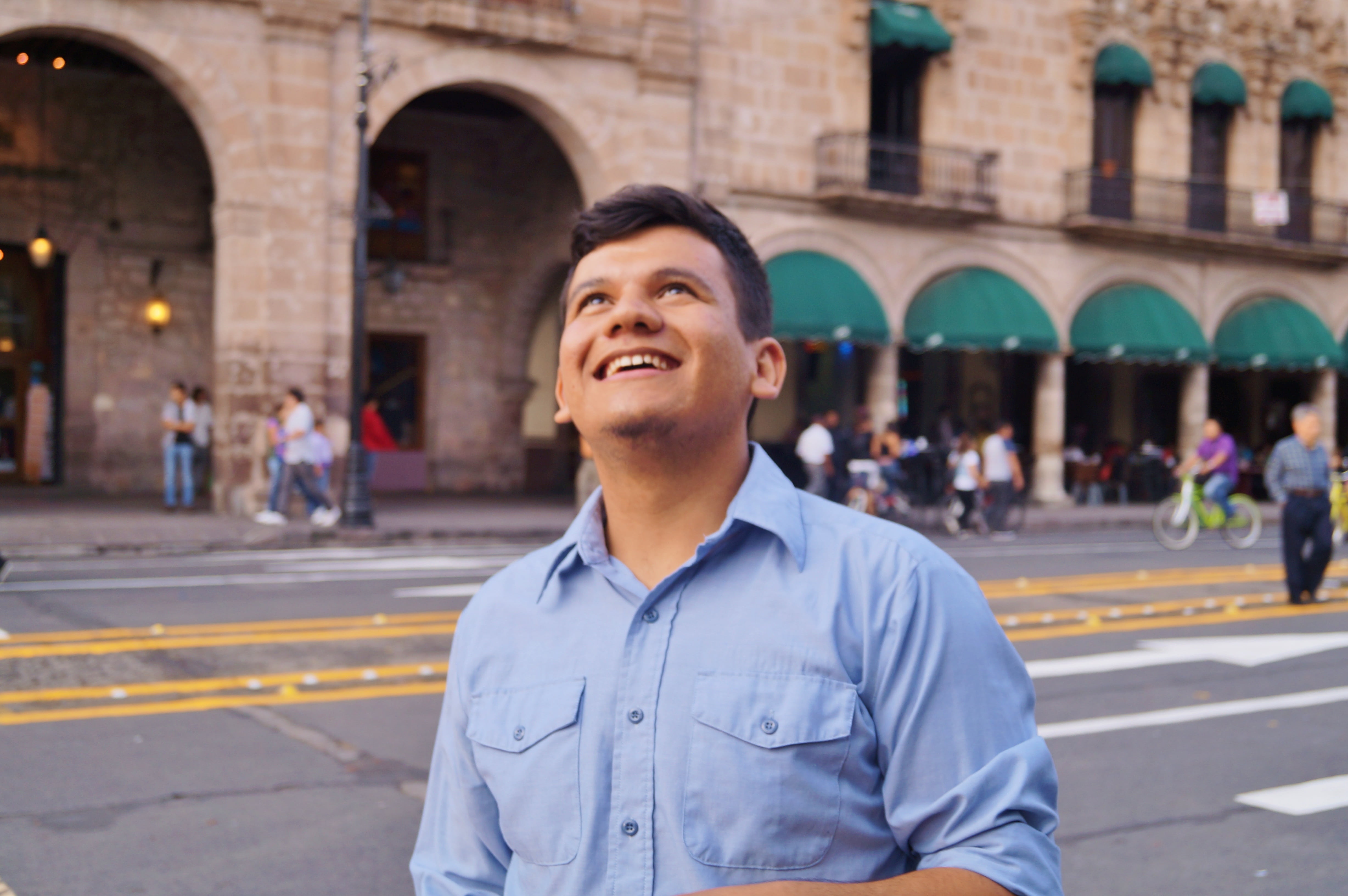 latino, men, street, joy, happy, front view, real people, morelia, city life, standing, 4K, incidental people, building exterior, day, colonial, architecture, HD Wallpaper