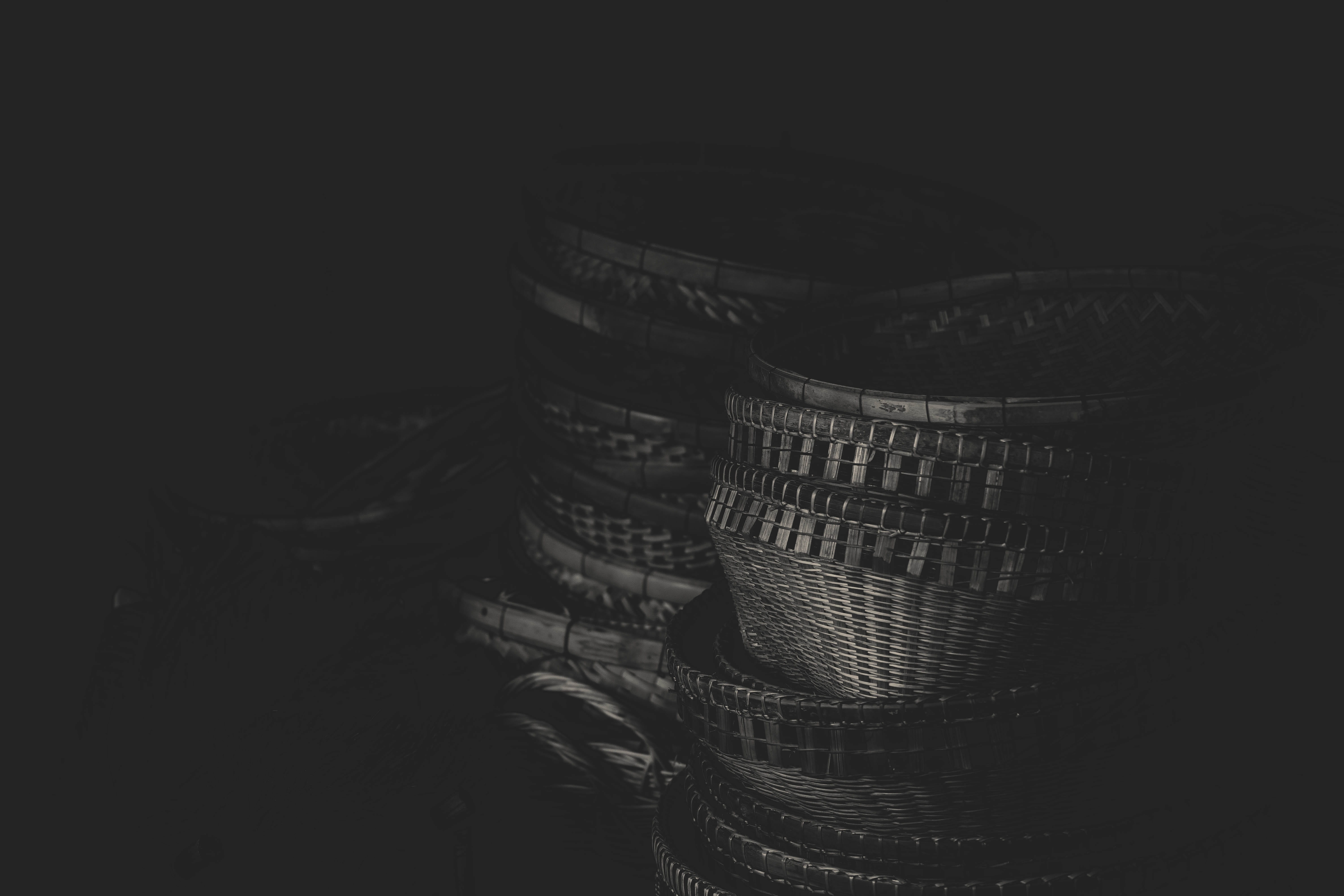 natural, no people, decorative, wicker, product, studio shot, black and white, retro, woven, traditional, old, savings, large group of objects, cut out, HD Wallpaper