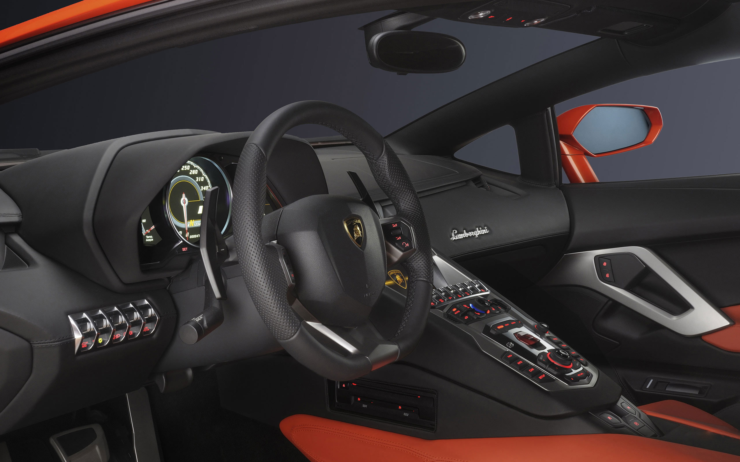 interior, auto, cars, aventador, inside, lambo, 2K, HD Wallpaper