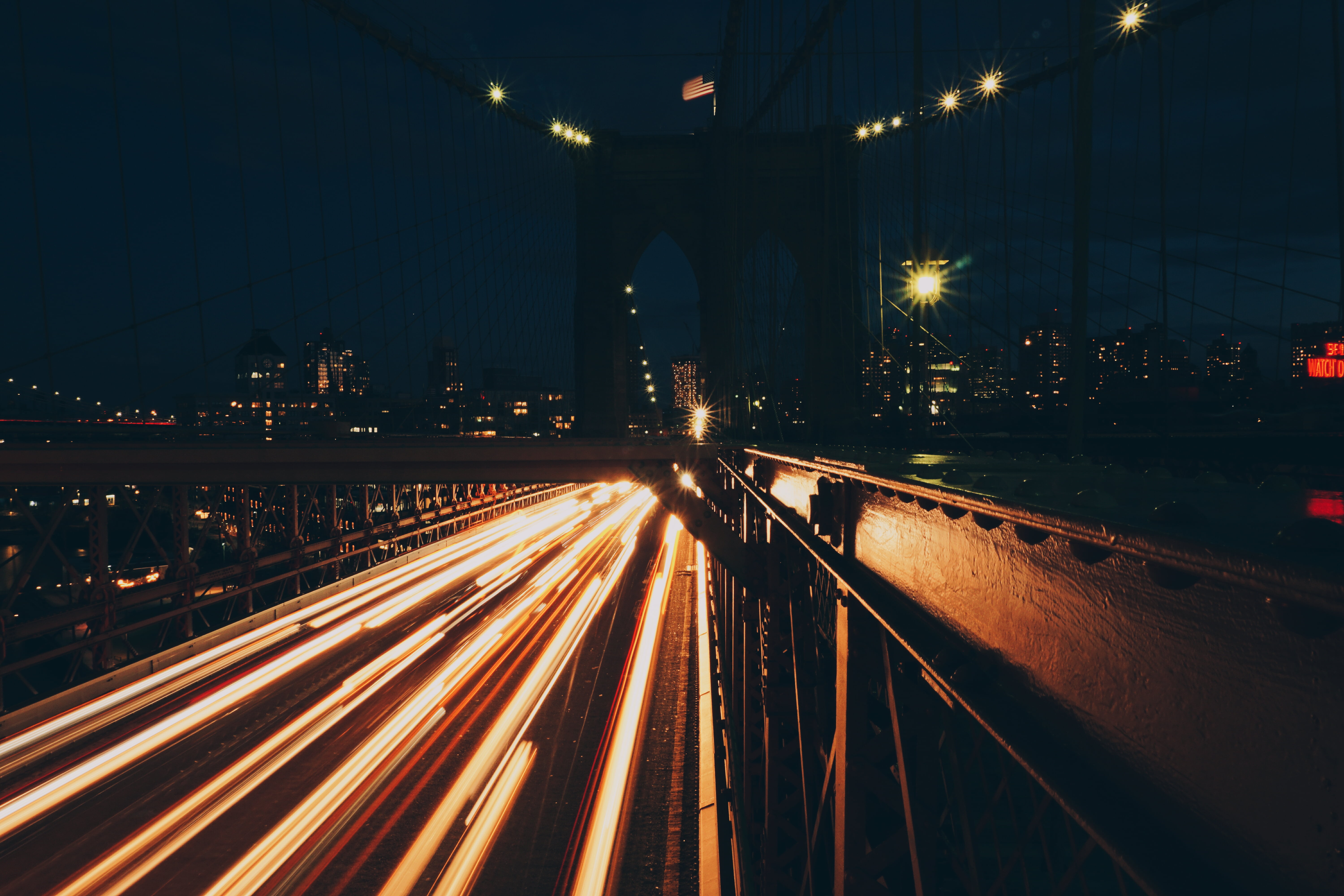multiple lane highway, transportation, light trails, 5K, night, light trail, illuminated, street, office building exterior, speed, motion, dark, time, HD Wallpaper