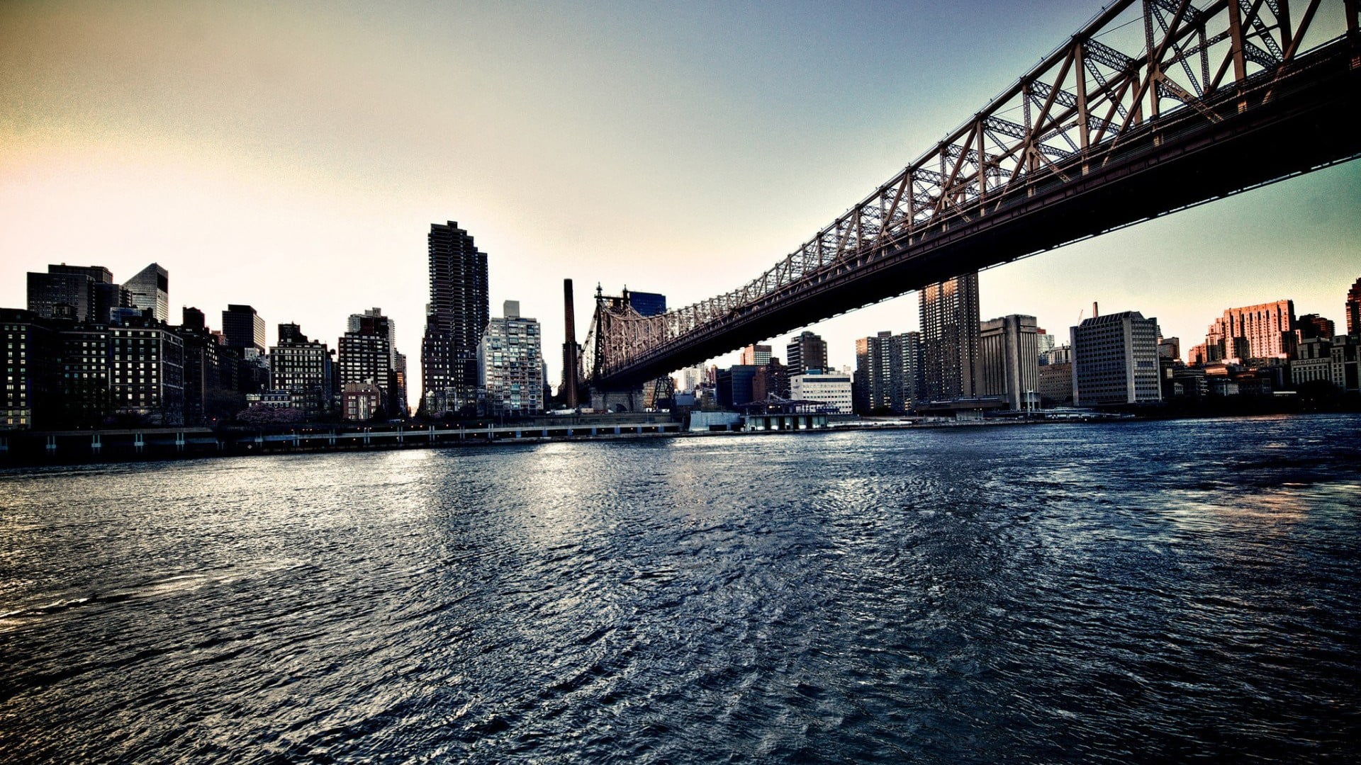 building, transportation, bridge, urban skyline, built structure, sky, waterfront, outdoors, East River, cityscape, New York City, bridge - man made structure, HD Wallpaper