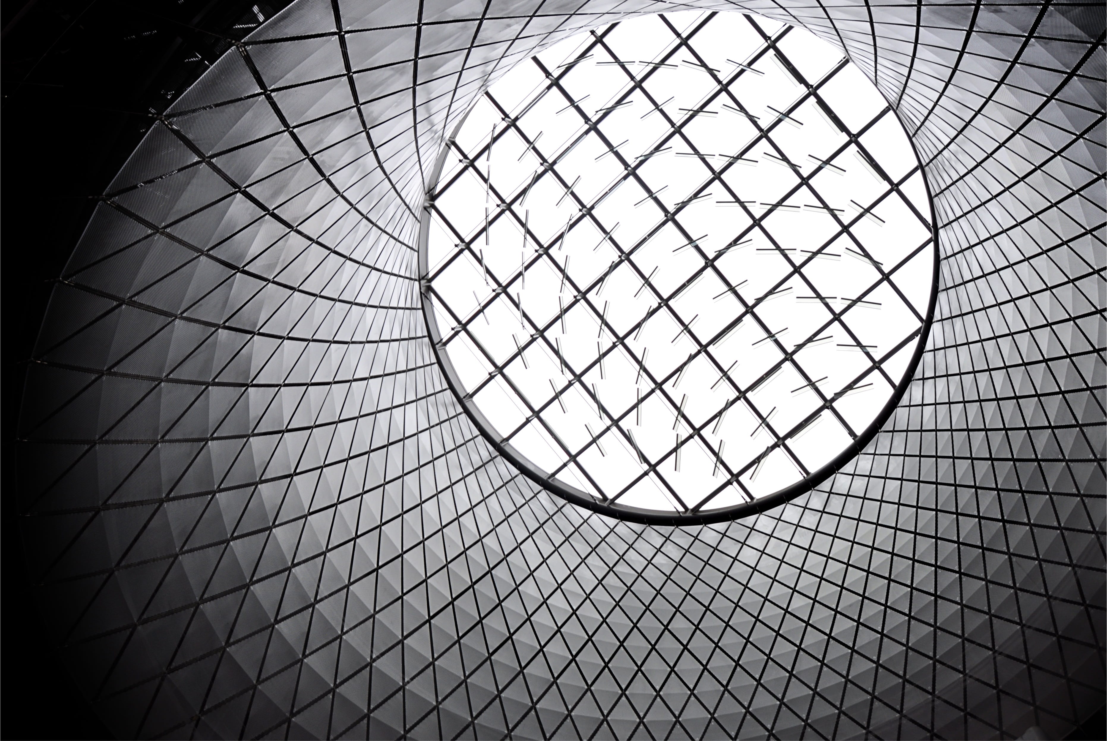 modern, architecture and art, worms eye view, textured, reflection, structure, ceiling, shapes, skylight, pattern, urban, geometric shape, modern architecture, HD Wallpaper