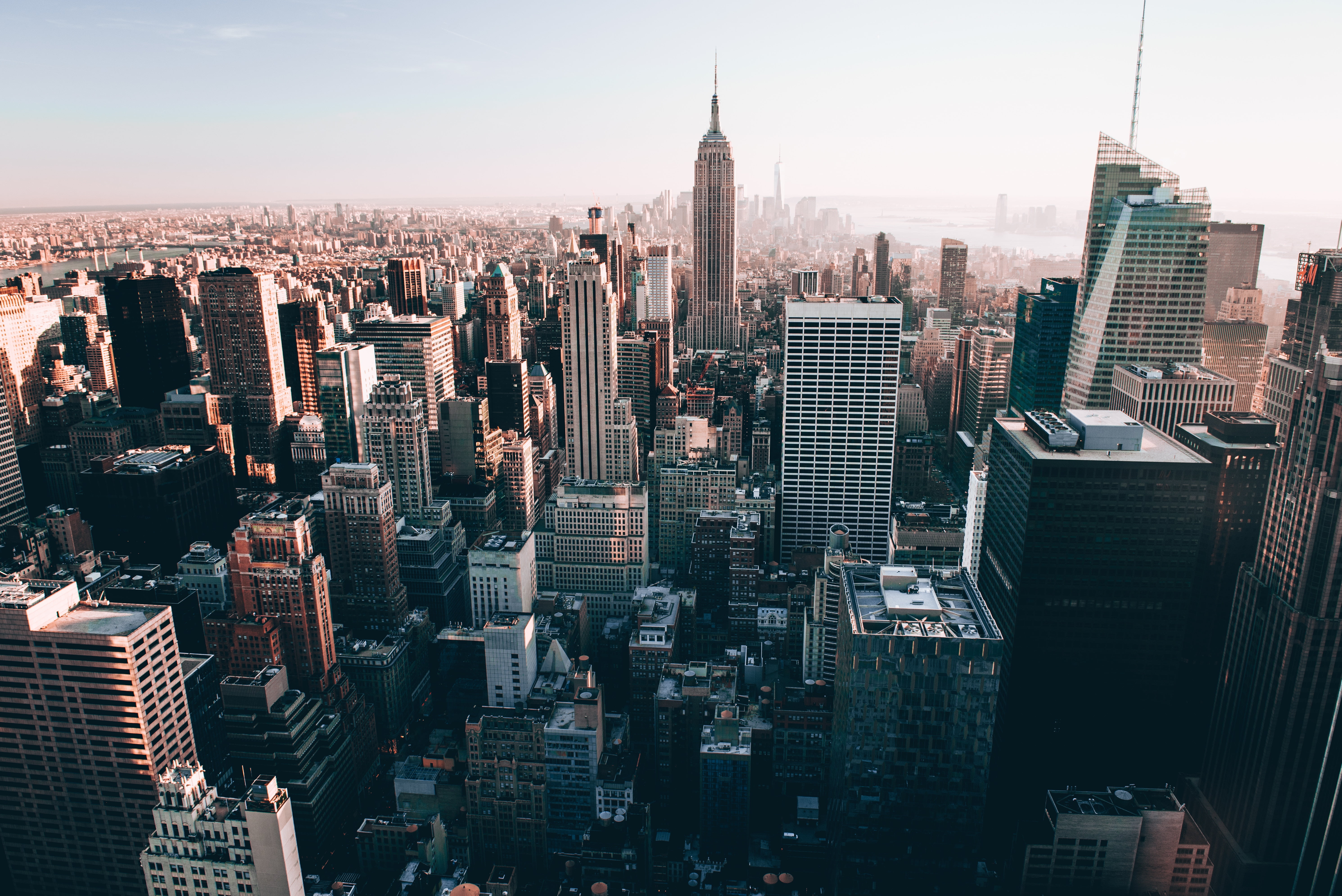 skyscrapers, the Americas, panoramic, no People, white, high Angle View, skyscraper, rise, famous Place, high, dusk, new York State, lower Manhattan, new york, HD Wallpaper