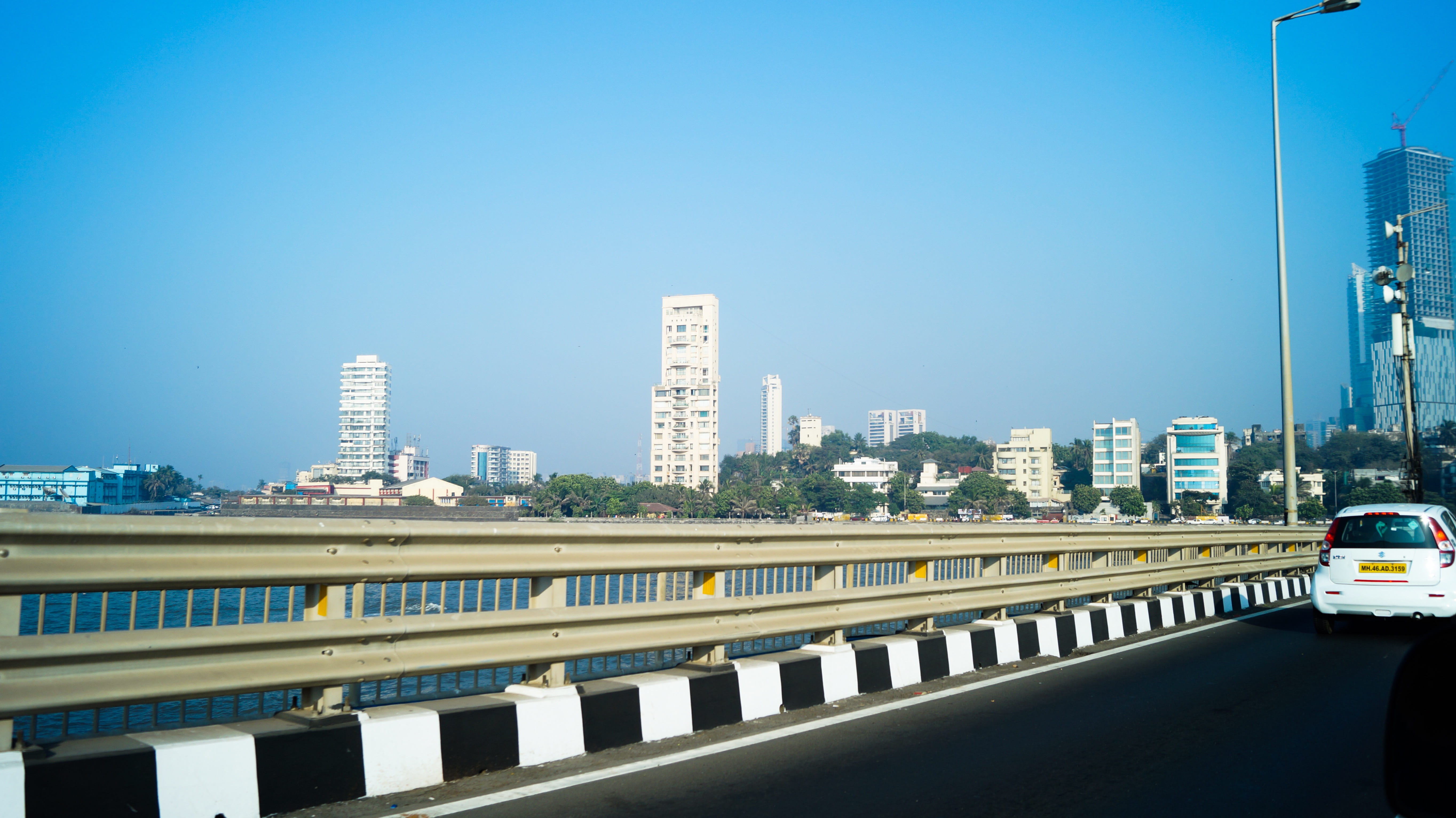 day, vorli, transportation, bridge - man made structure, metropolis, urban, automobile, car, @, vehicle, 5K, nature, sky, town, 54, crash barrier, road, HD Wallpaper