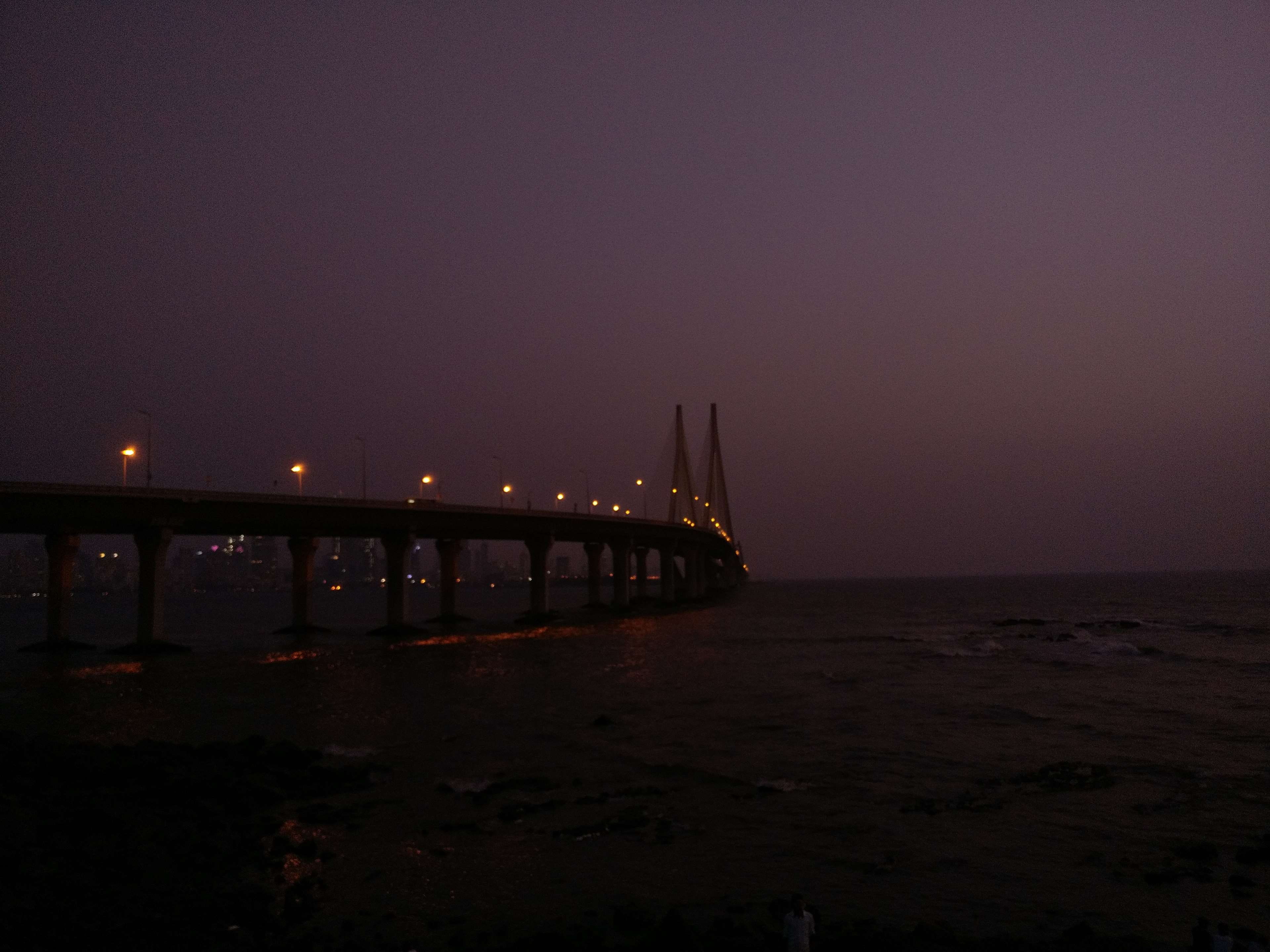 sea link, sea, mumbai, transportation, scenics - nature, night, 4K, built structure, serene, illuminated, outdoors, water, tranquility, connection, calm, HD Wallpaper