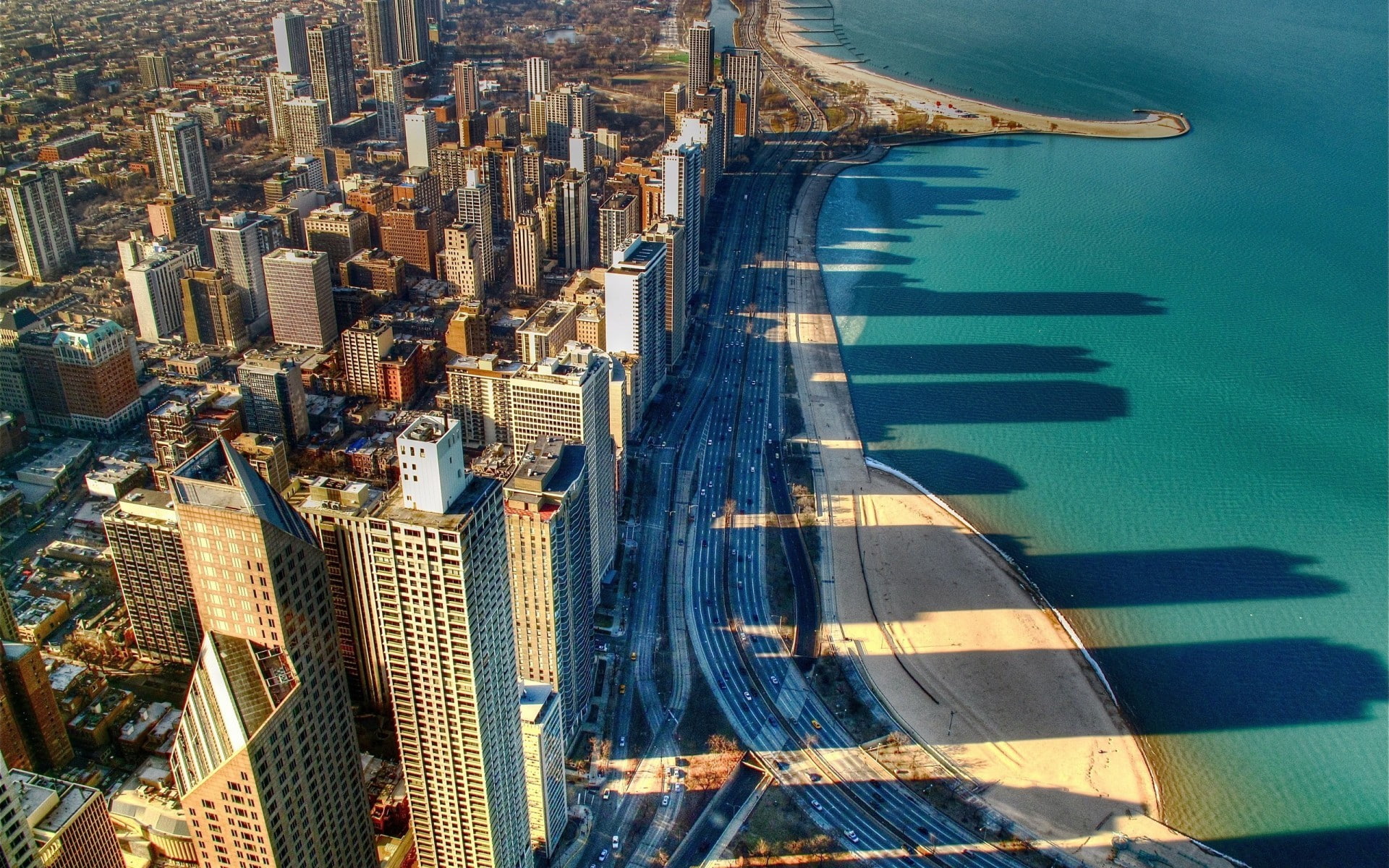 1080P, nature, skyline, art, michigan, illinois, cityscapes, lakes, john, lake, chicago, hd, x, usa, hancock, HD Wallpaper