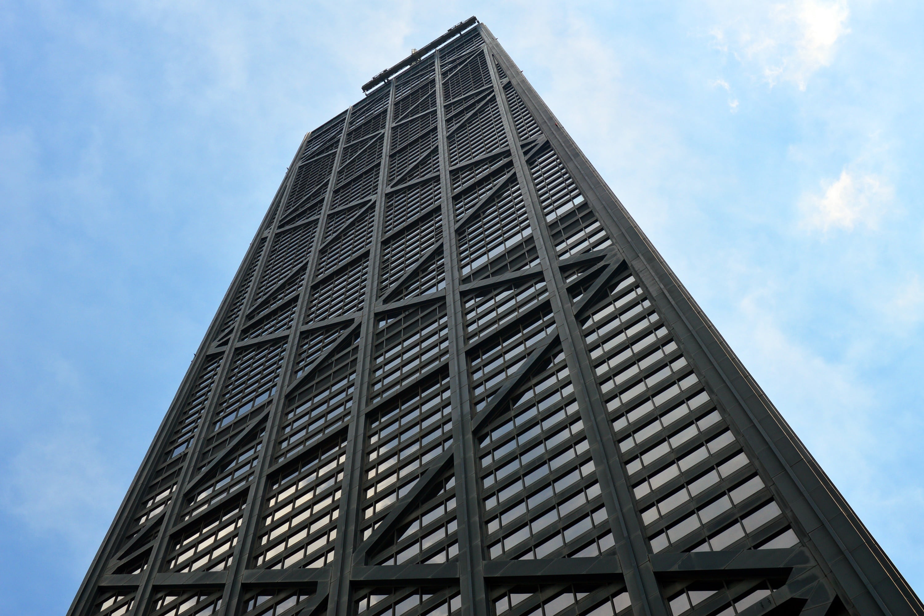 urban, tower, facade, john hancock, outdoors, office, merrill, photo, sky, glass - material, city, structure, pattern, skyscraper, american, glass, low, HD Wallpaper