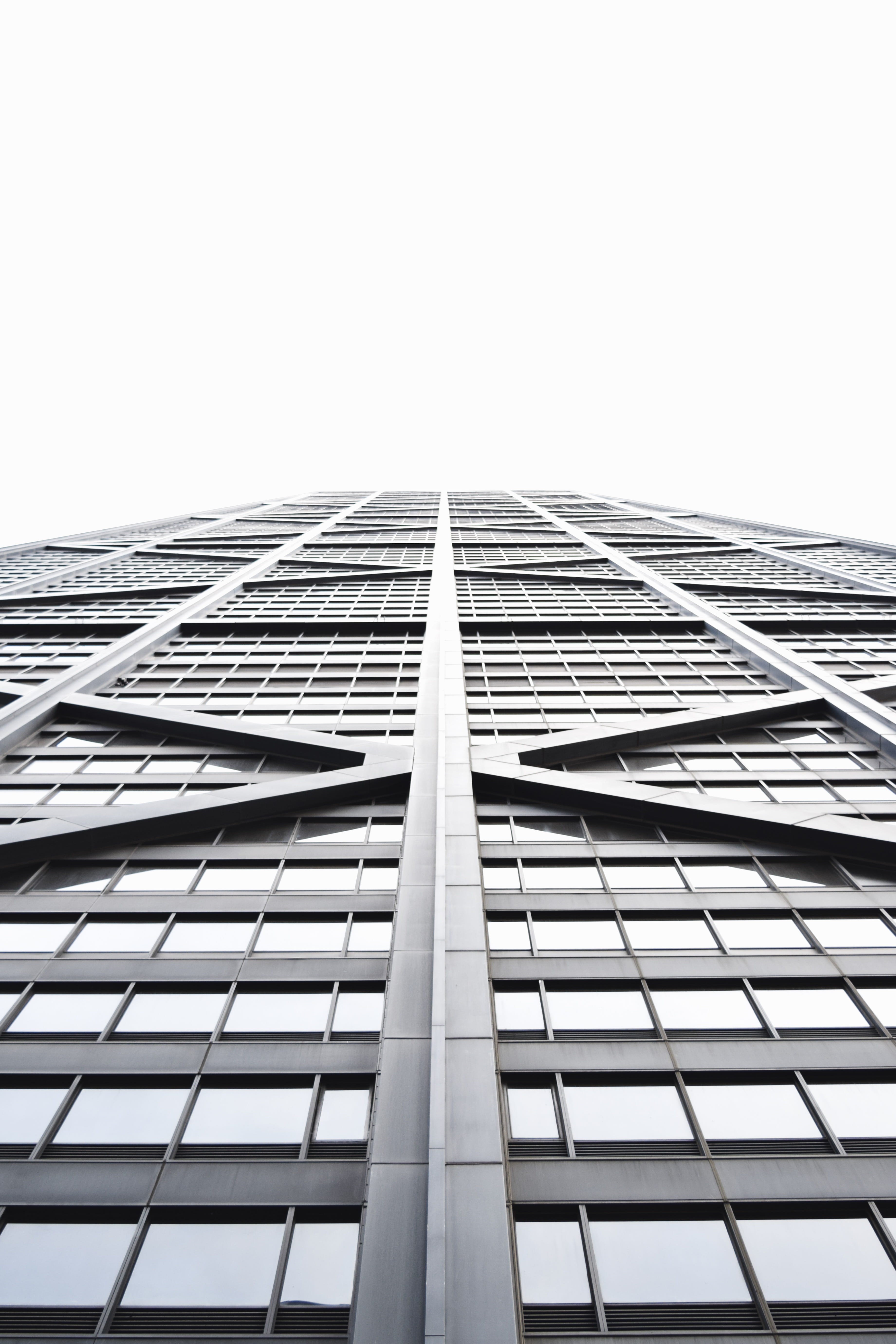 steel, perspective, day, chicago, offices, tall - high, skyscraper, office, hancock, modern, contemporary, john, copy space, low, directly below, sky, nature, Phone HD Wallpaper