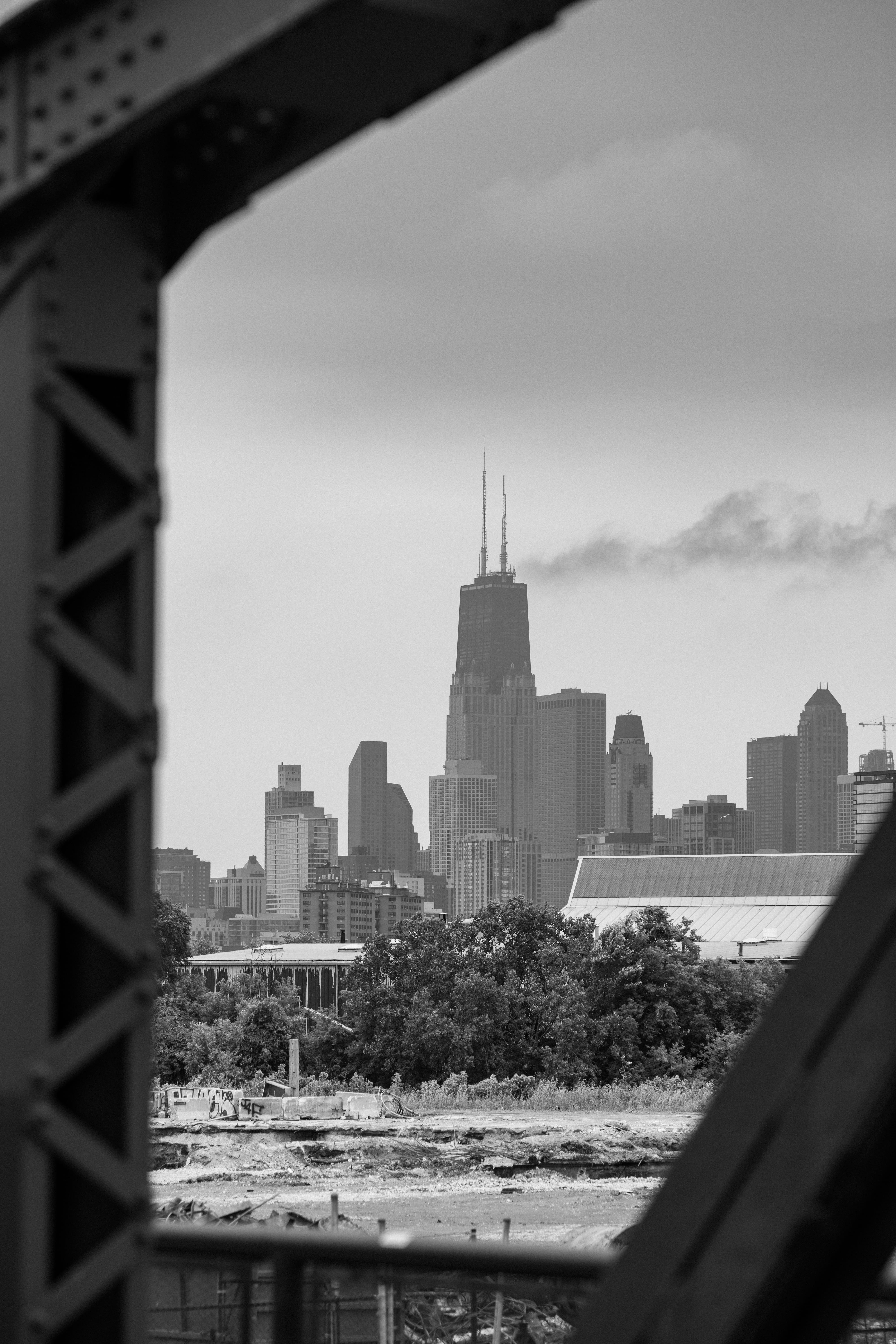 nature, travel, john hancock center, skyscraper, chicago, 5K, built structure, tower, travel destinations, tall - high, no people, urban, black and white, Phone HD Wallpaper