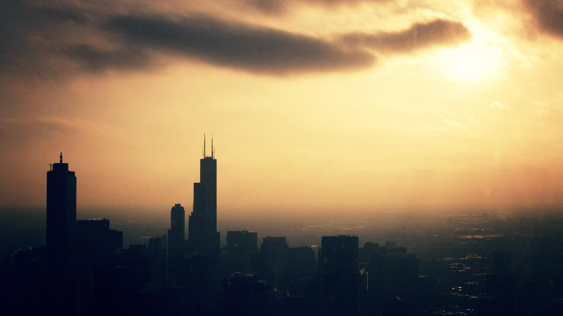 rise, tall - high, Chicago, architecture, sun, sunset, urban skyline, city, building, outdoors, buildings, romantic sky, tower, cloud - sky, nature, financial district, HD Wallpaper