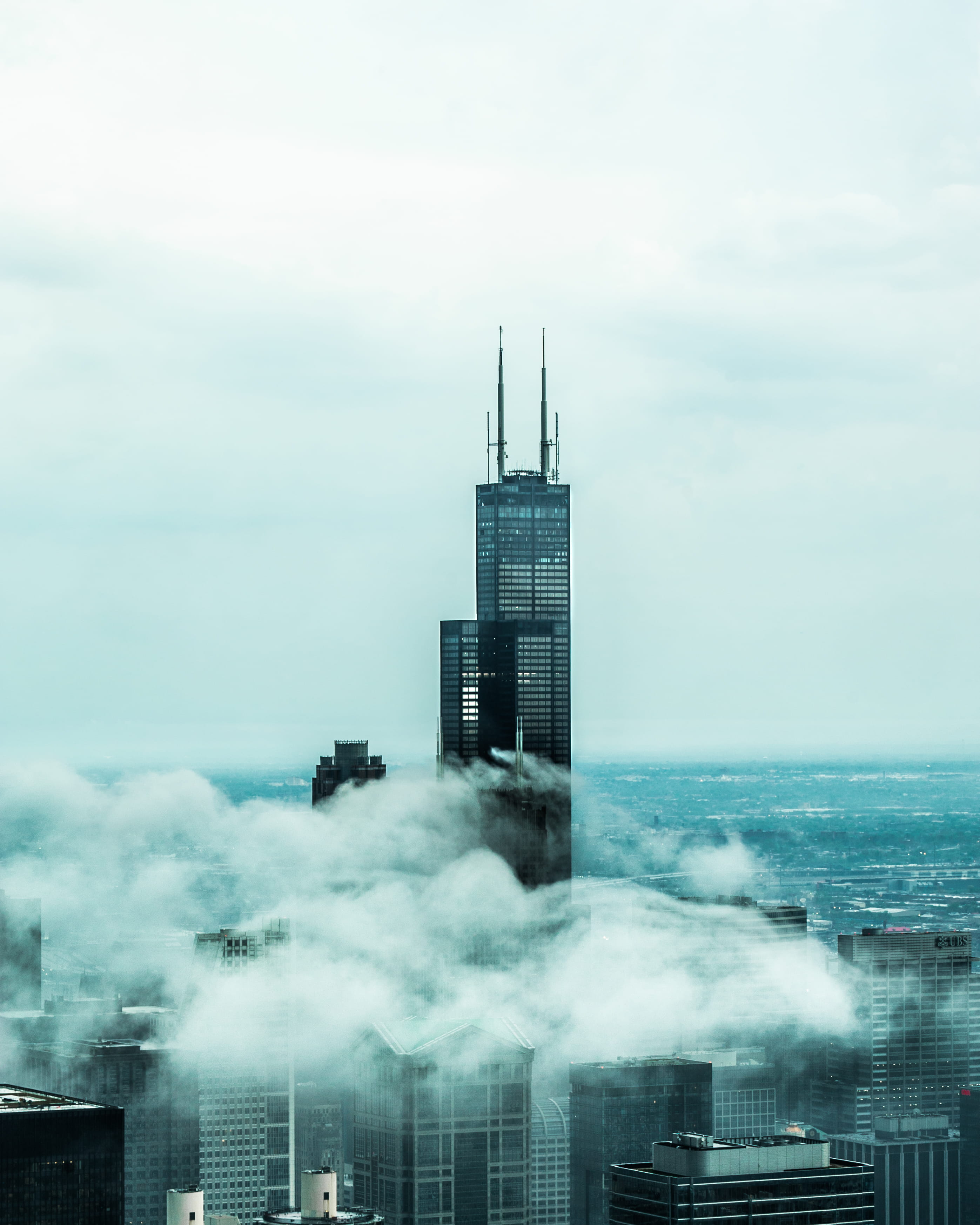 sky, no people, tall - high, outdoors, high, architecture, 2K, pollution, cloud - sky, rise, air pollution, day, sea, tower, power in nature, building, Phone HD Wallpaper