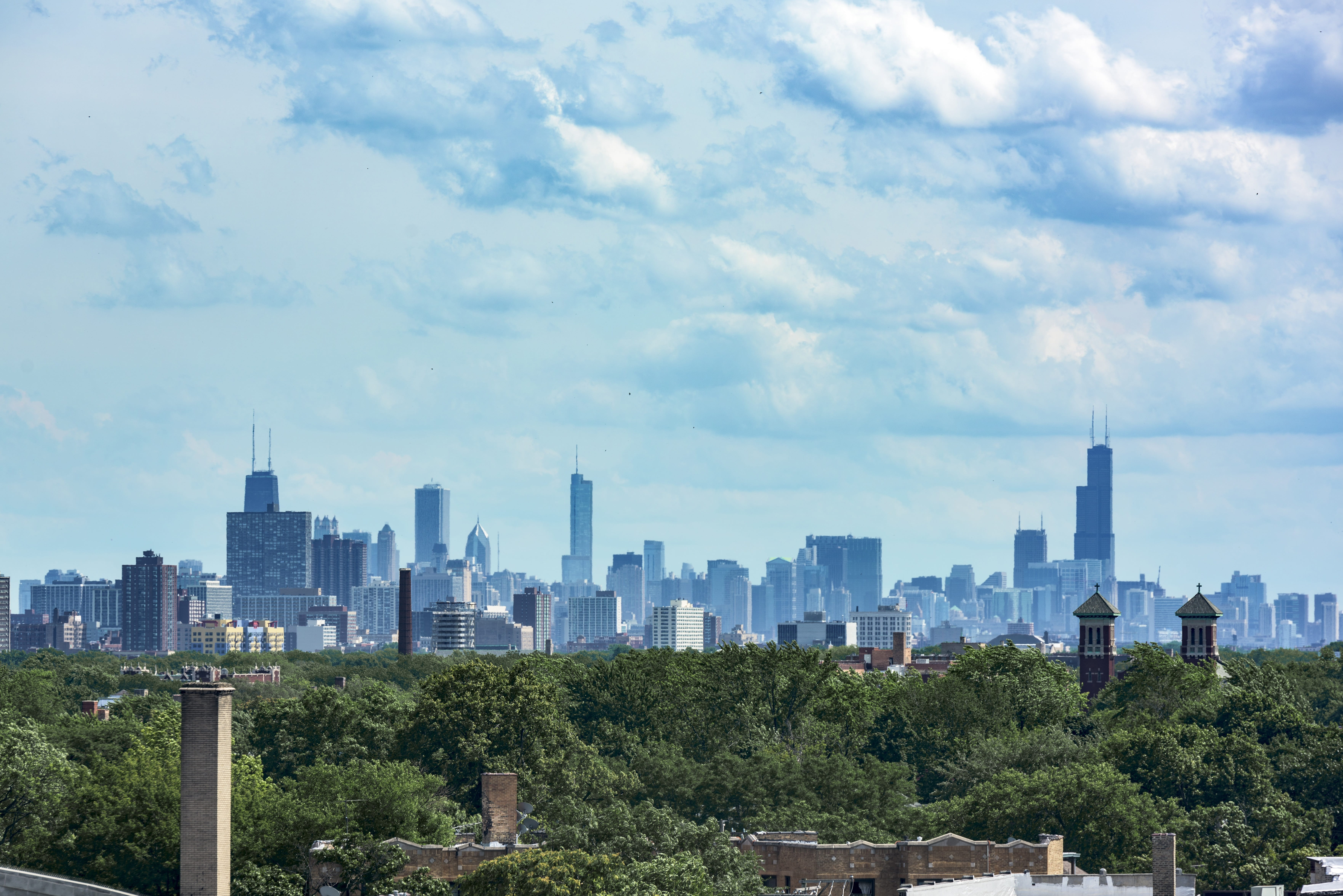 modern, tourism, blue, travel destinations, building exterior, architecture, skyscraper, illinois, outdoors, usa, cloud - sky, tall - high, city, day, tree, HD Wallpaper