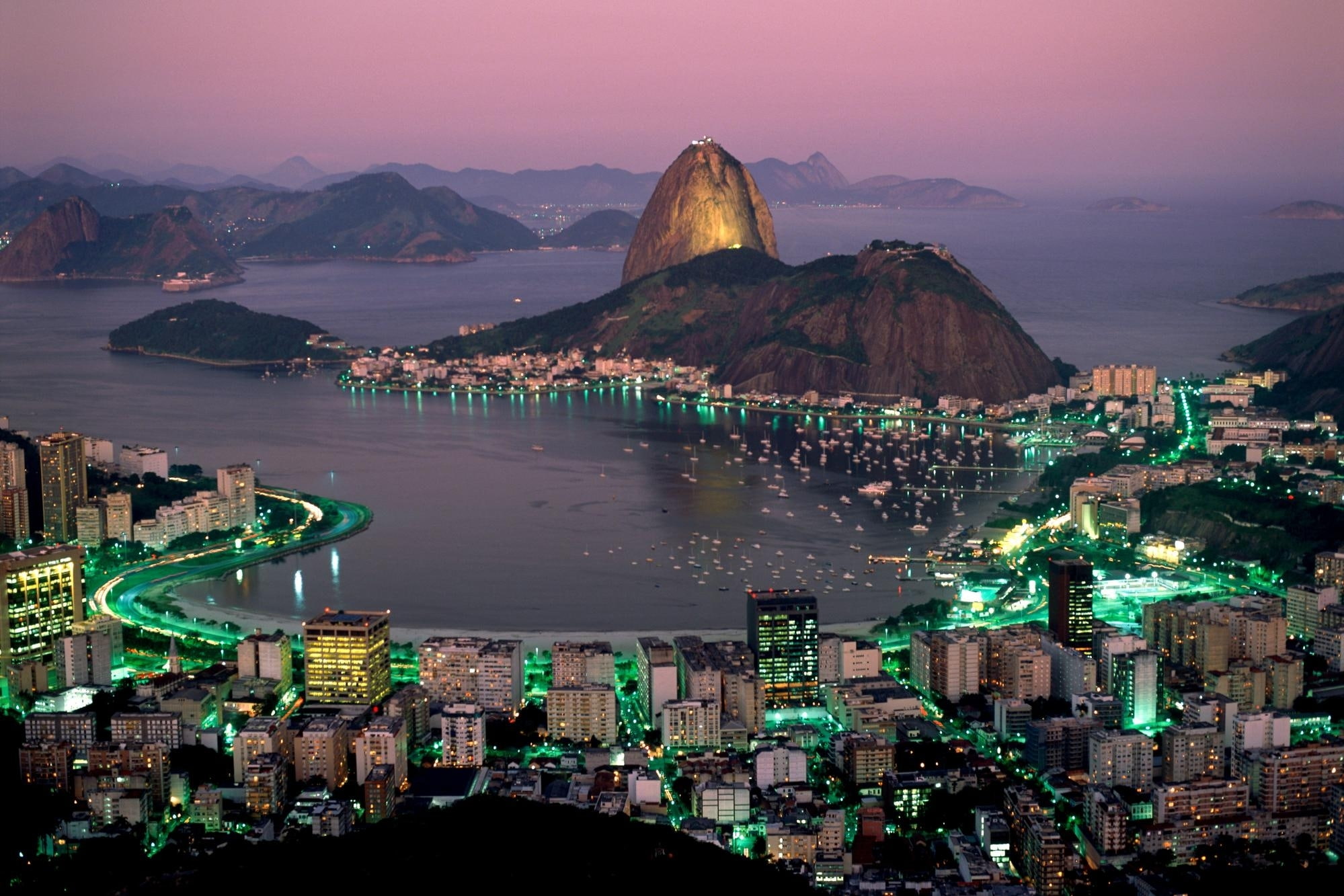buildings, janeiro, de, coast, x, night, hd, art, rio, nature, architecture, 1080P, brazil, cityscapes, HD Wallpaper