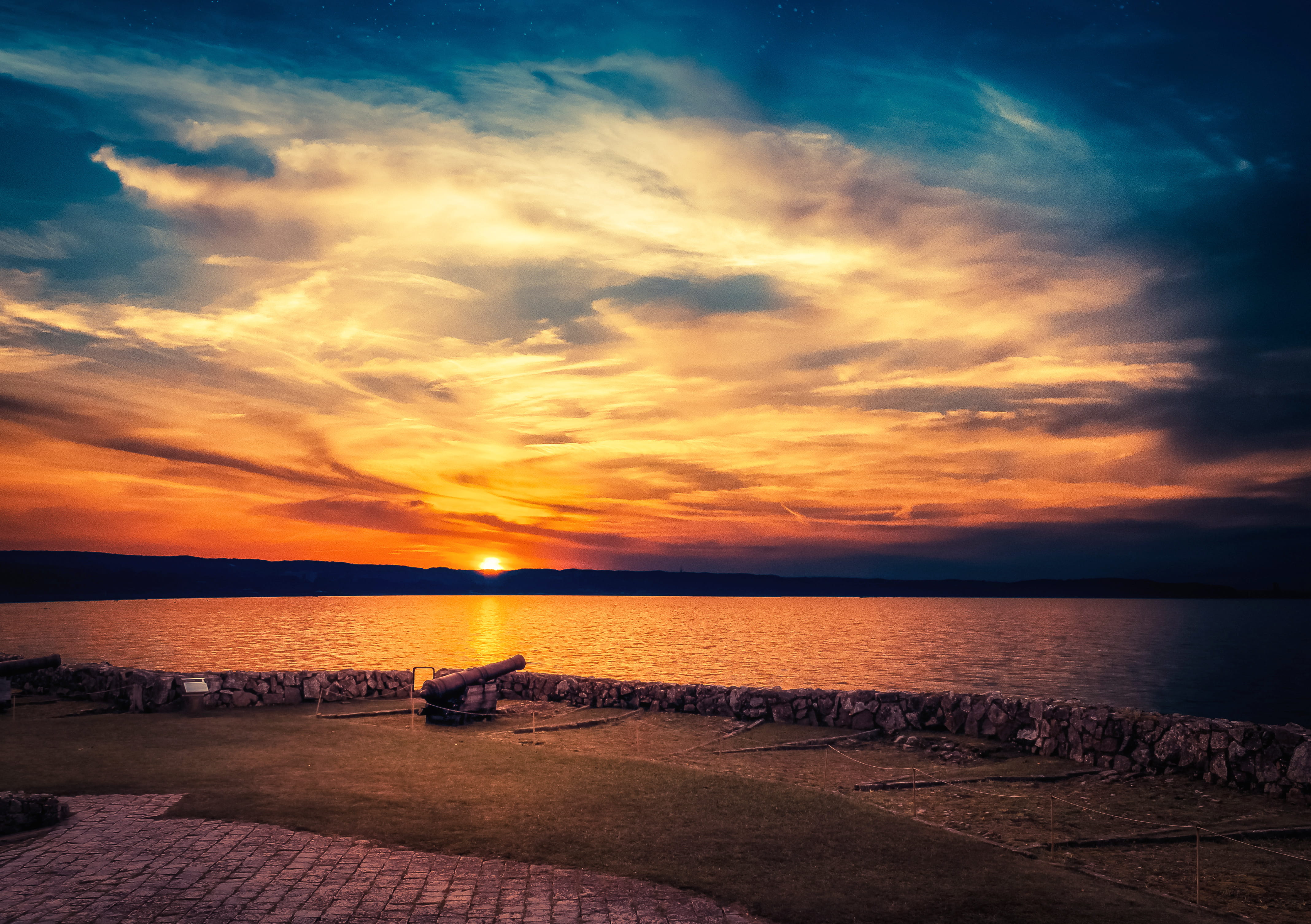 tranquil scene, tranquility, orange color, idyllic, horizon, nature, water, beach, dramatic sky, sky, beauty in nature, outdoors, sea, 4K, land, scenics - nature, HD Wallpaper
