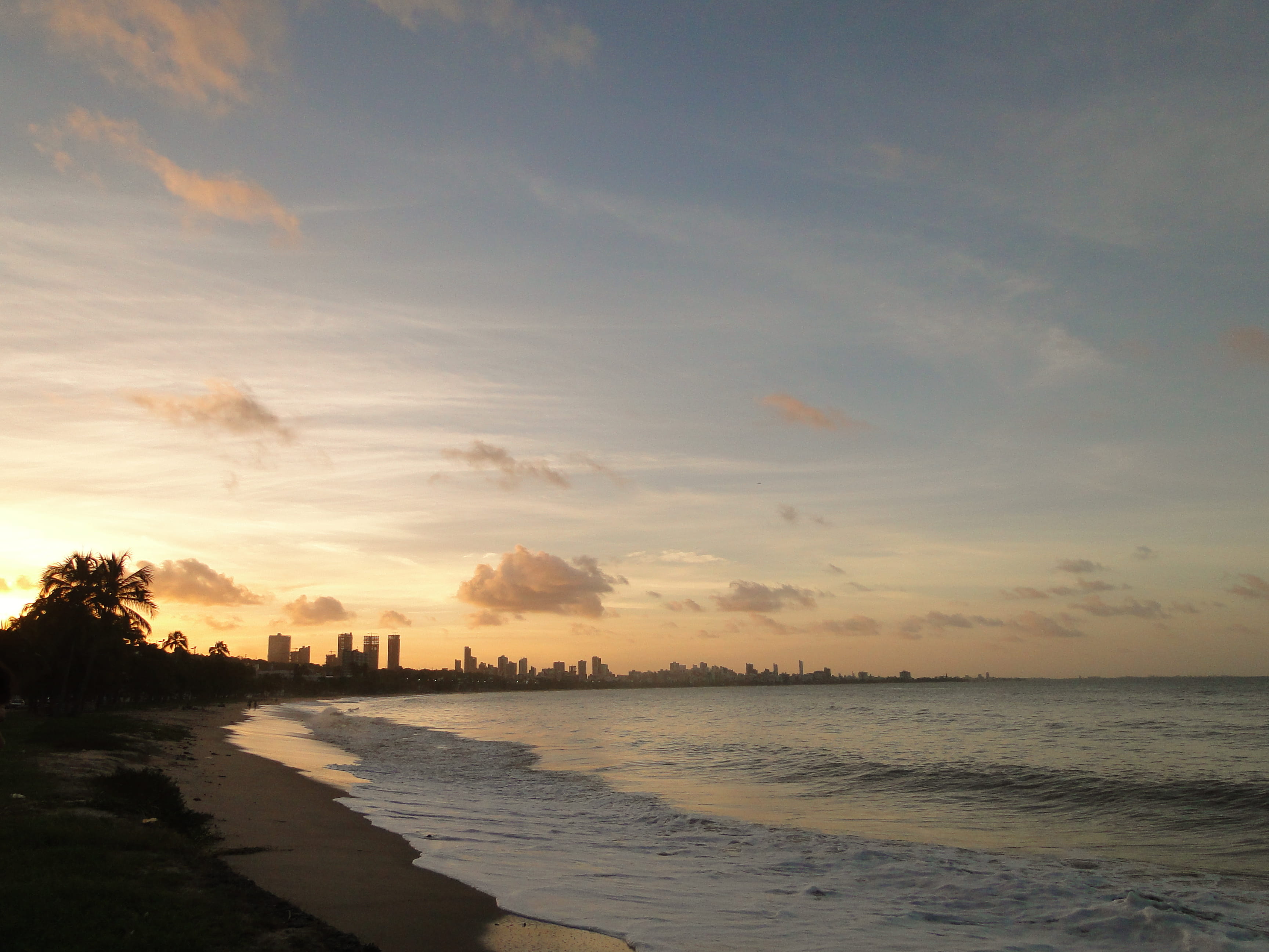 cabo branco, nature, outdoors, brazil, idyllic, architecture, horizon, sky, scenics - nature, water, sunset, land, tranquility, sea, beach, horizon over water, HD Wallpaper