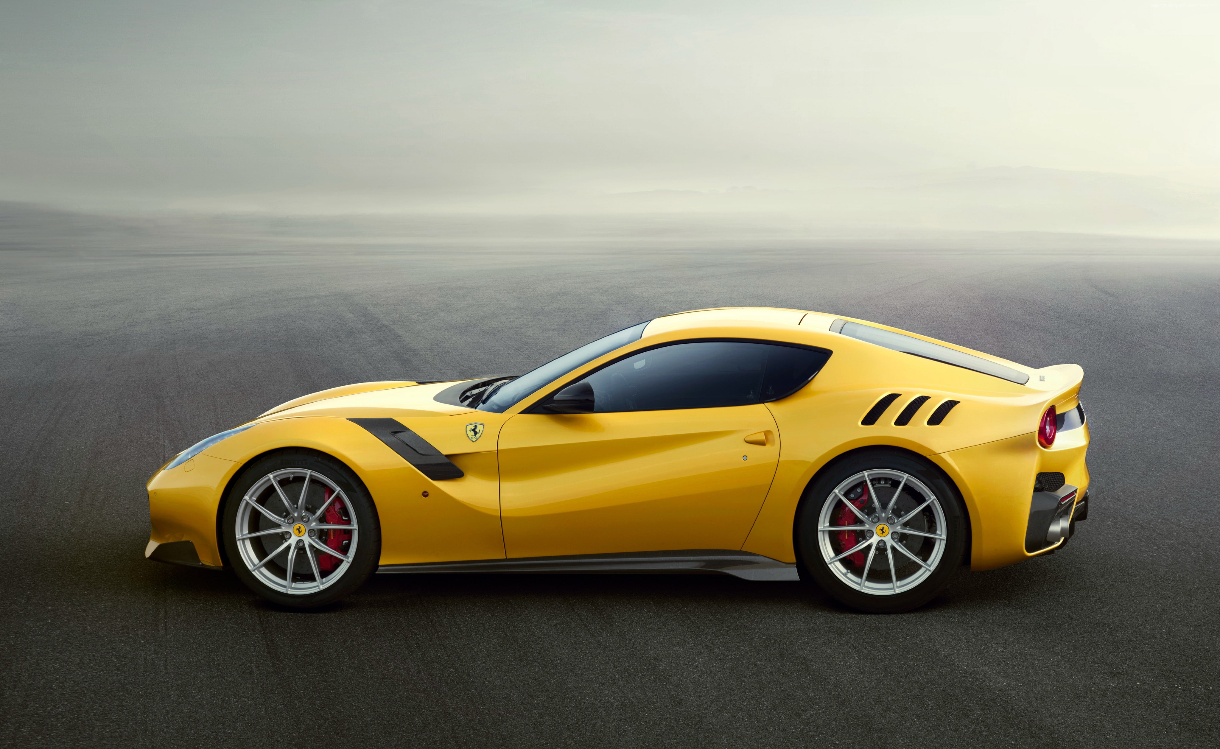 sport car, yellow, 4K, Ferrari F12 TDF, HD Wallpaper