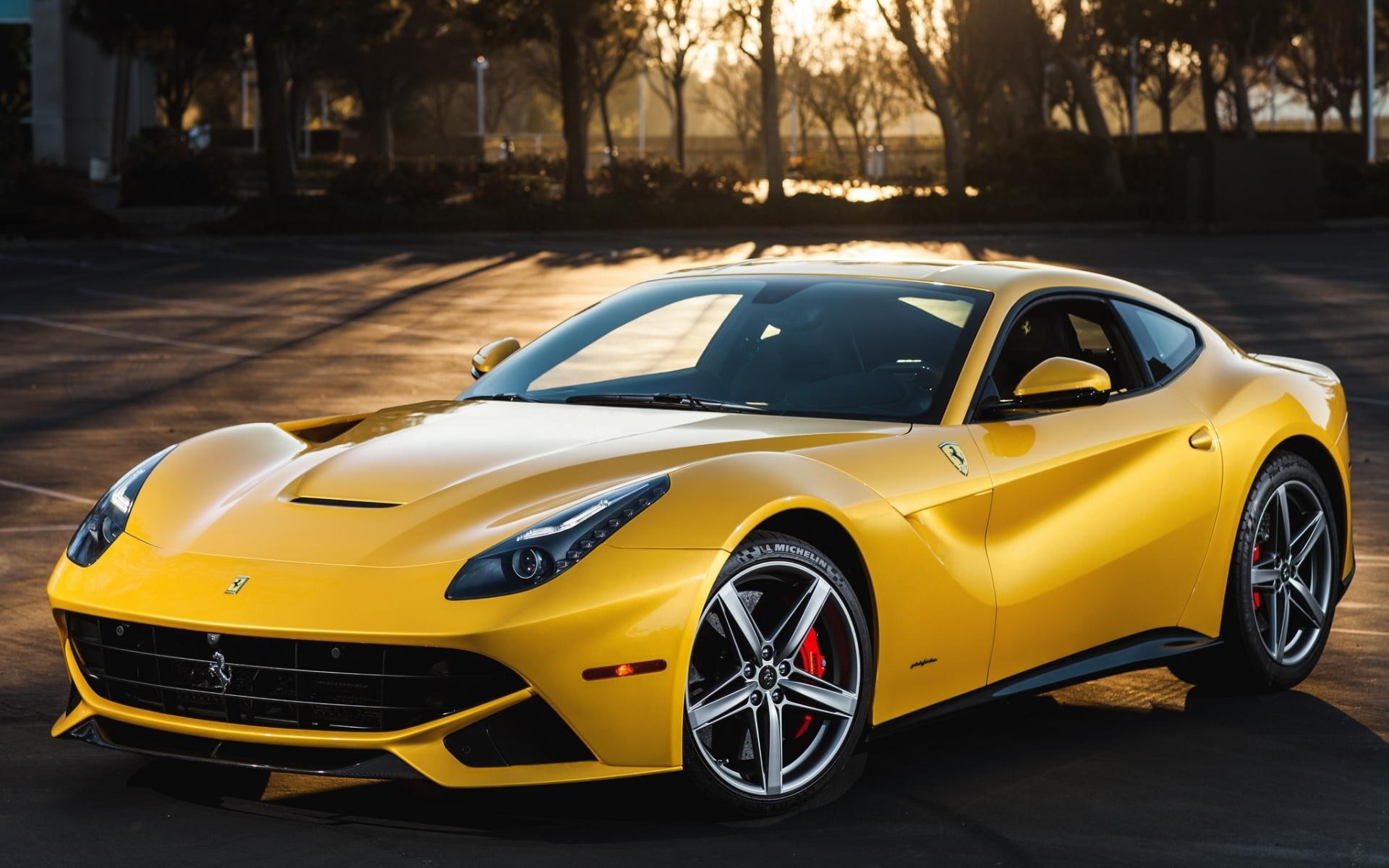 ferrari, berlinetta, f, yellow, 1080P, HD Wallpaper