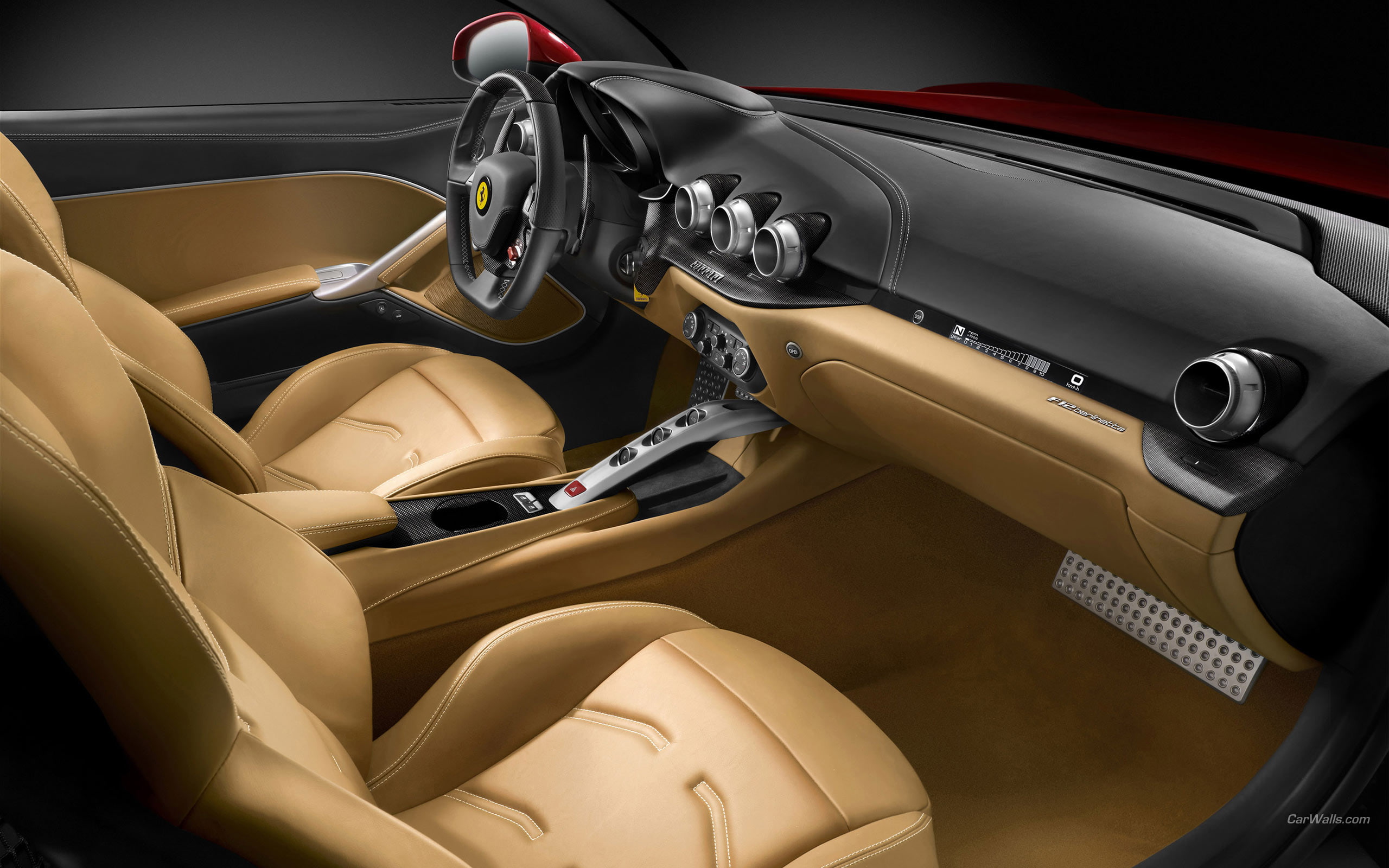 f, ferrari, f12, berlinetta, interior, hd, 2K, cars, HD Wallpaper