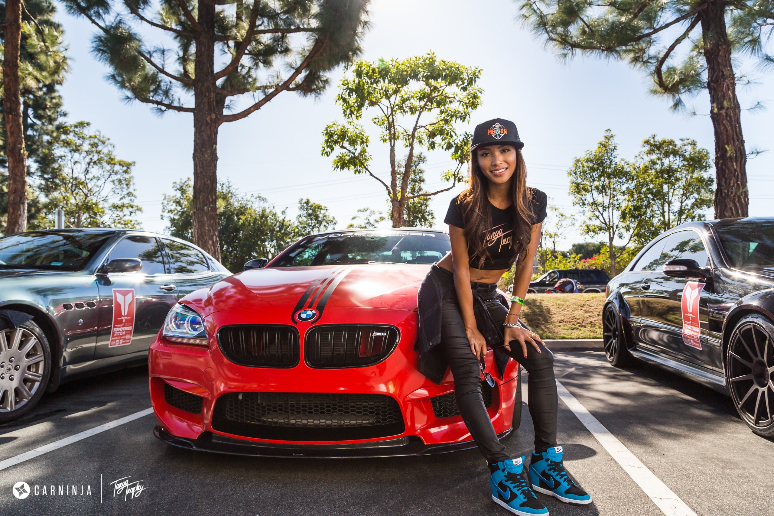 young adult, day, street, transportation, beautiful woman, portrait, car, looking at camera, casual clothing, hairstyle, front view, mode of transportation, HD Wallpaper