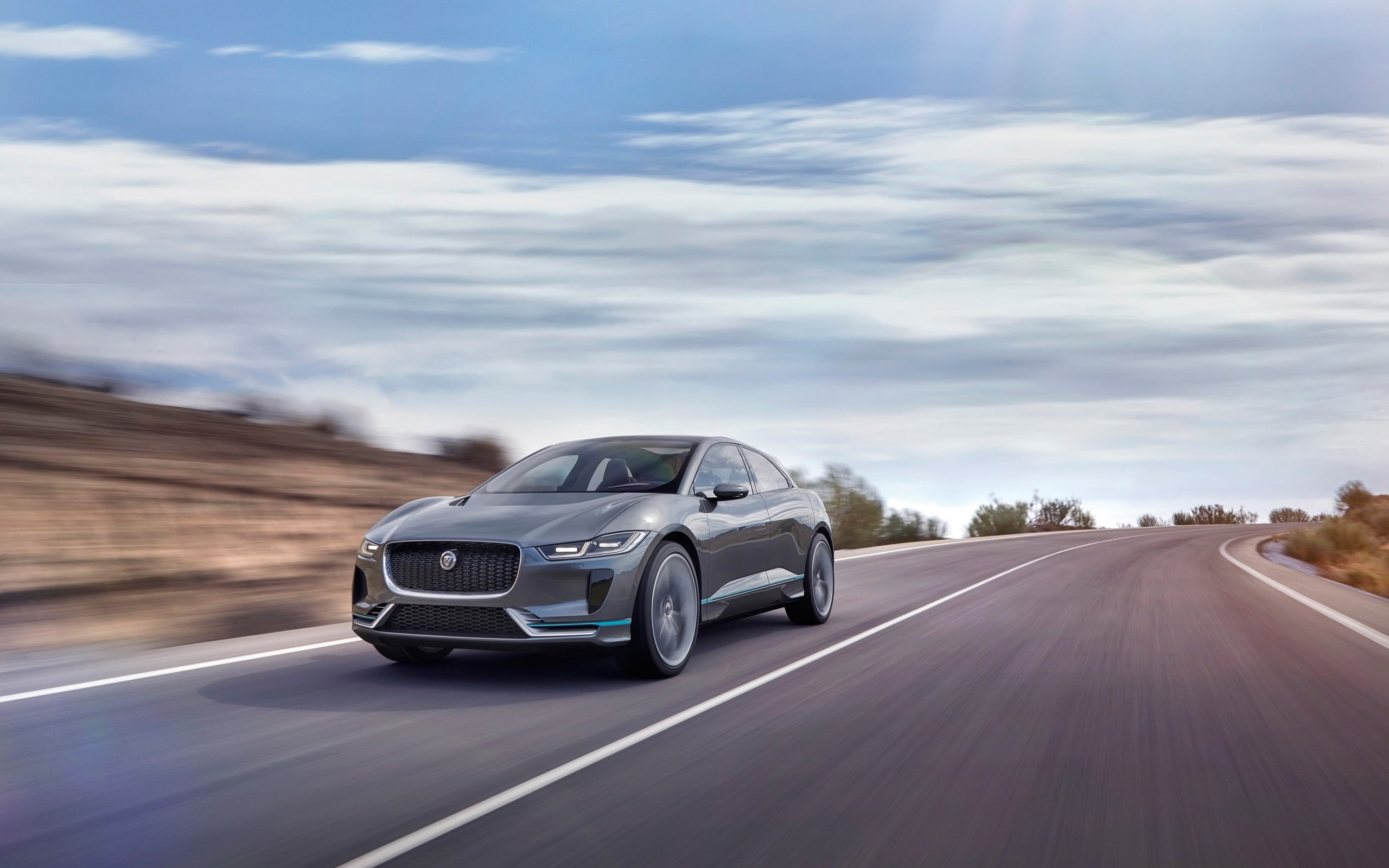  jaguar, marking, day, concept, outdoors, motor vehicle, road, motion, car, transportation, pace, hd, cloud - sky, land vehicle, sky, nature, HD Wallpaper