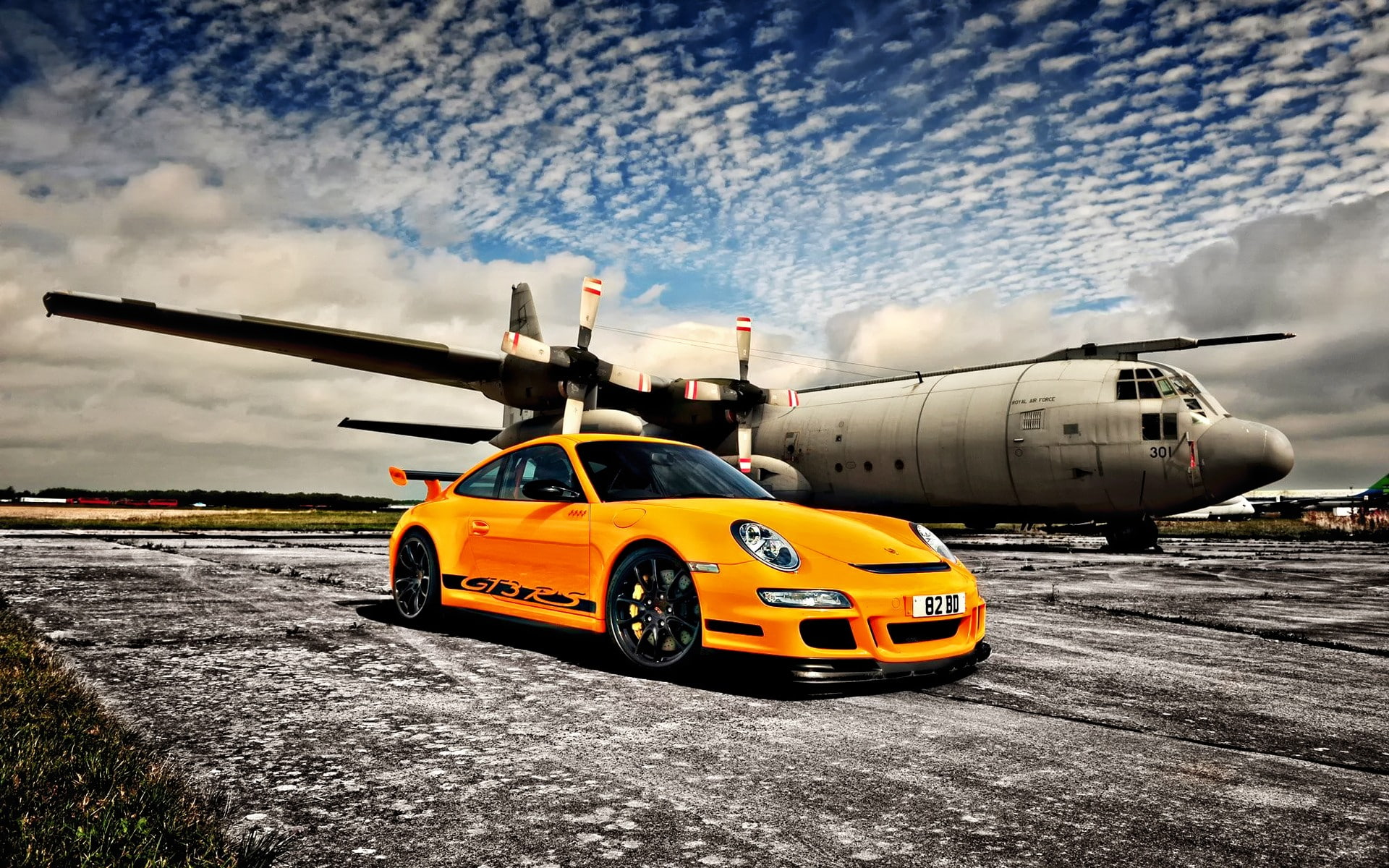 Porsche GT3, orange cars, car, Porsche, 1080P, AC-130, Porsche GT3RS, HD Wallpaper