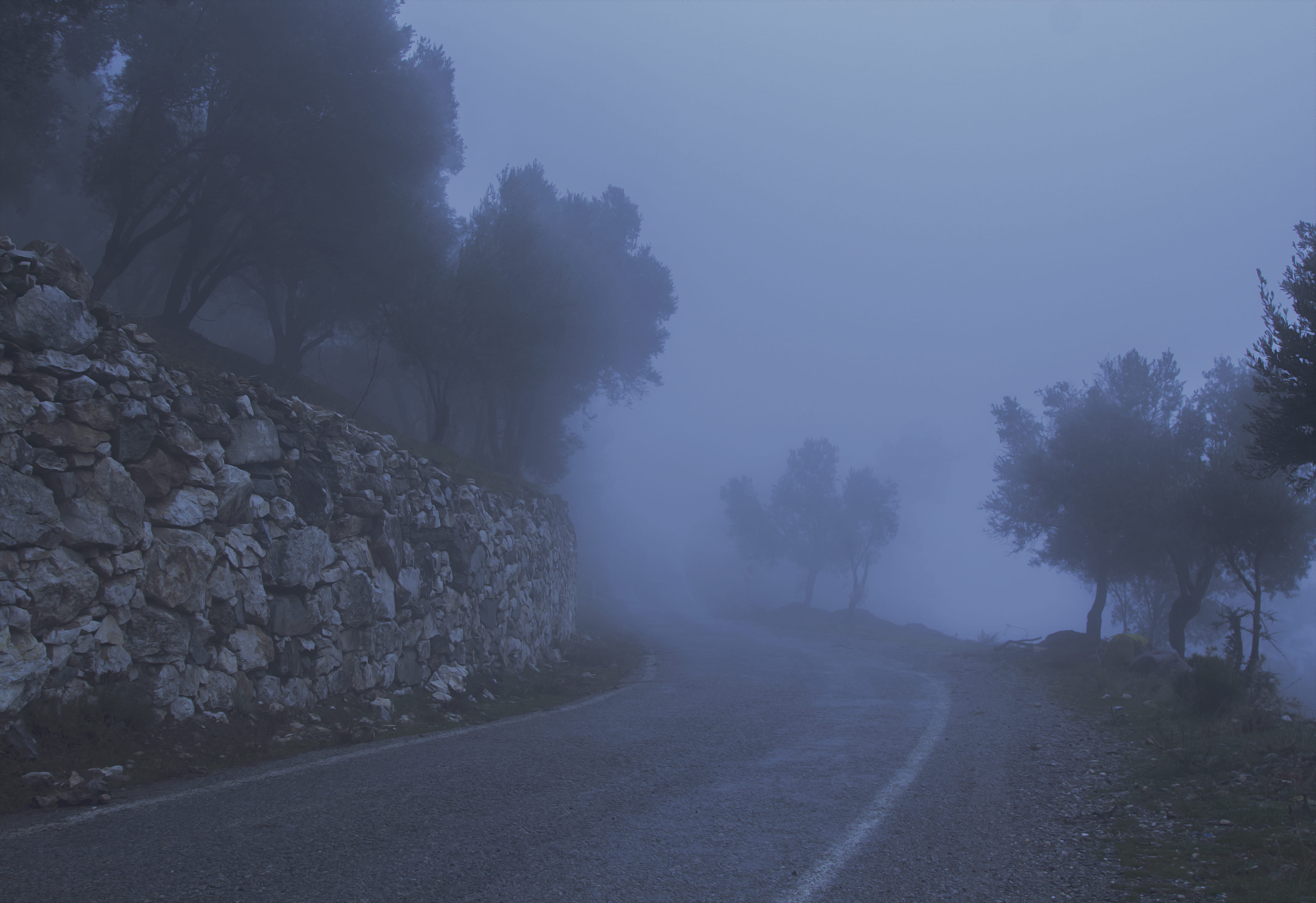 ice, landscape, travel, trees, sky, environment, mist, tranquility, transportation, direction, beauty in nature, empty street, outdoors, tranquil scene, HD Wallpaper