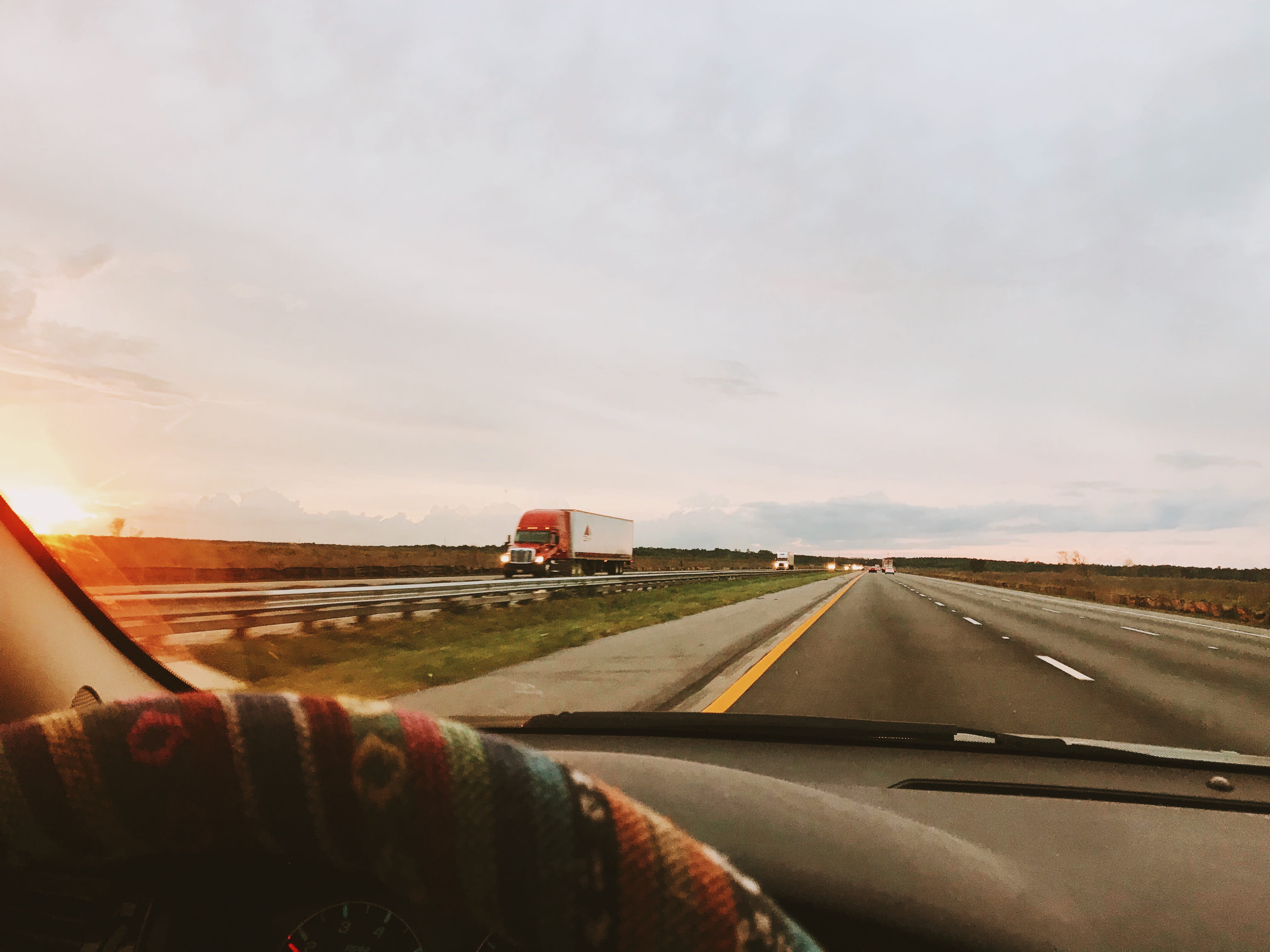 mode of transportation, nature, motor vehicle, land vehicle, car point of view, transparent, sunset, diminishing perspective, transportation, travel, gainesville, HD Wallpaper
